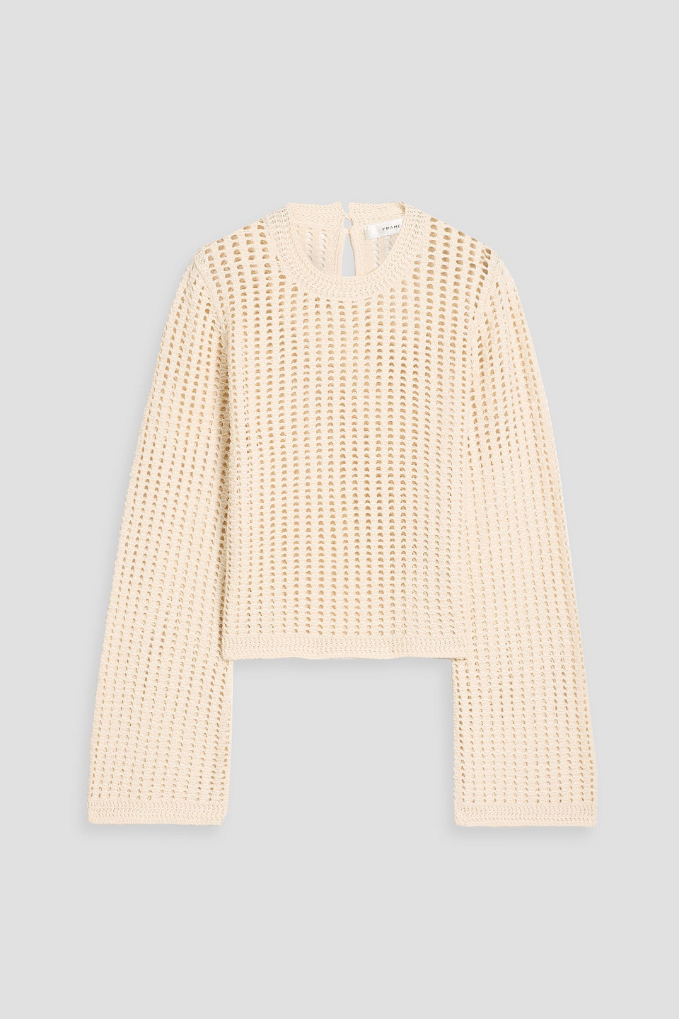 Frame Crocheted Cotton Sweater In Neutral