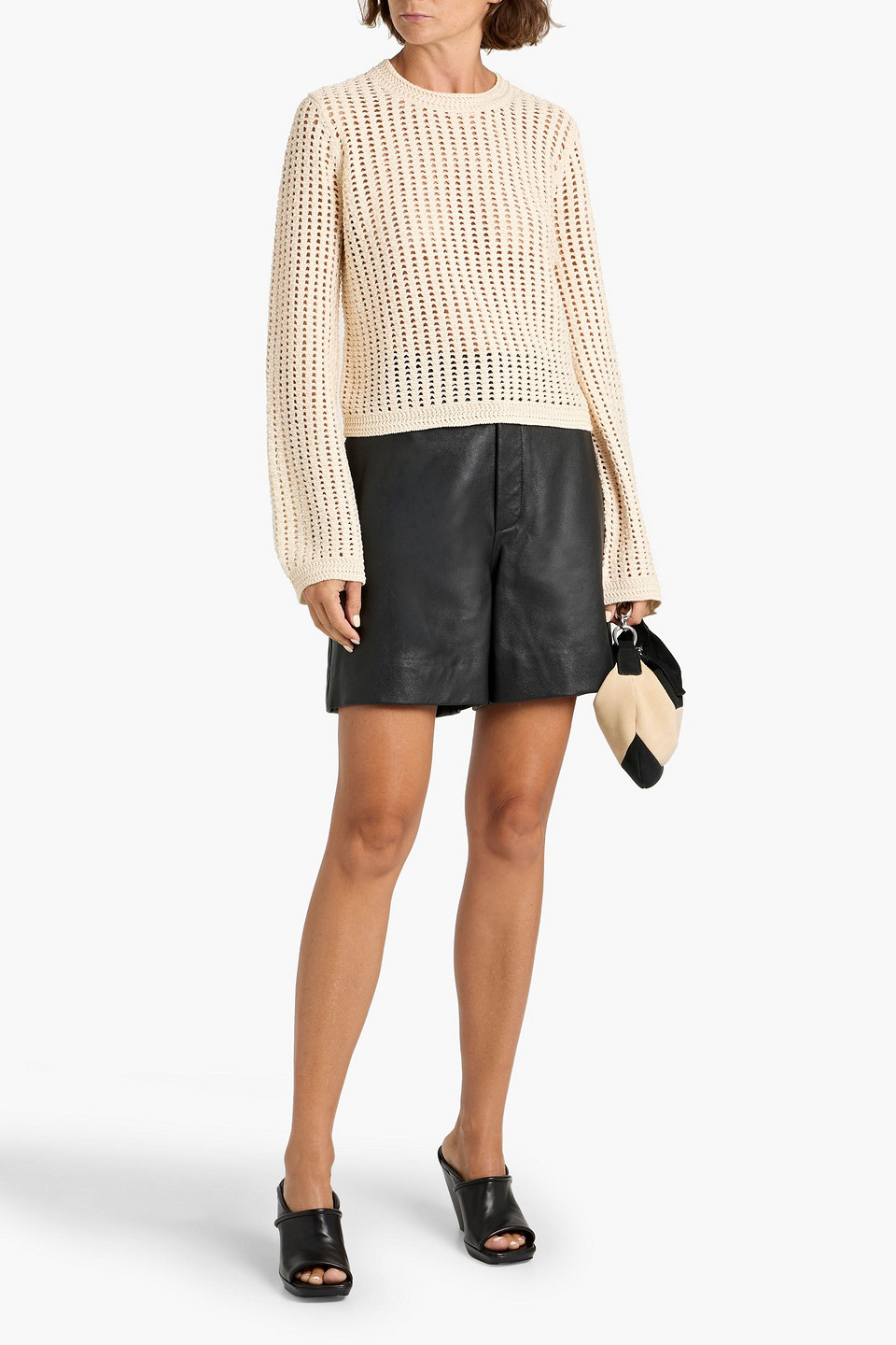 Frame Crocheted Cotton Sweater In Neutral