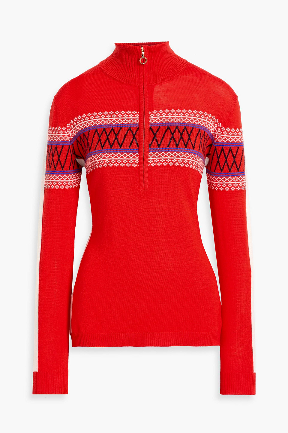 We Norwegians Intarsia Merino Wool Half-zip Sweater In Red