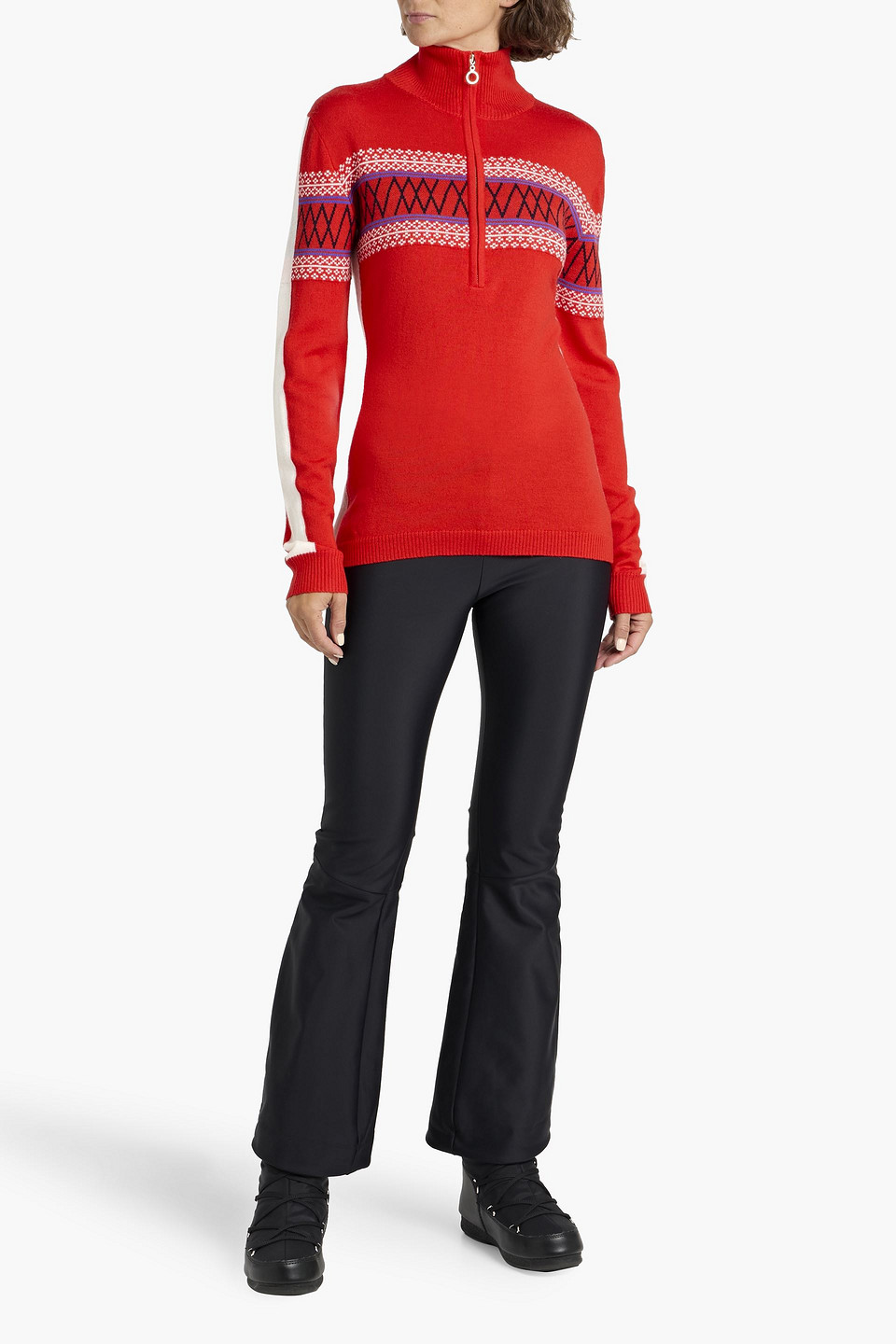 We Norwegians Intarsia Merino Wool Half-zip Sweater In Red