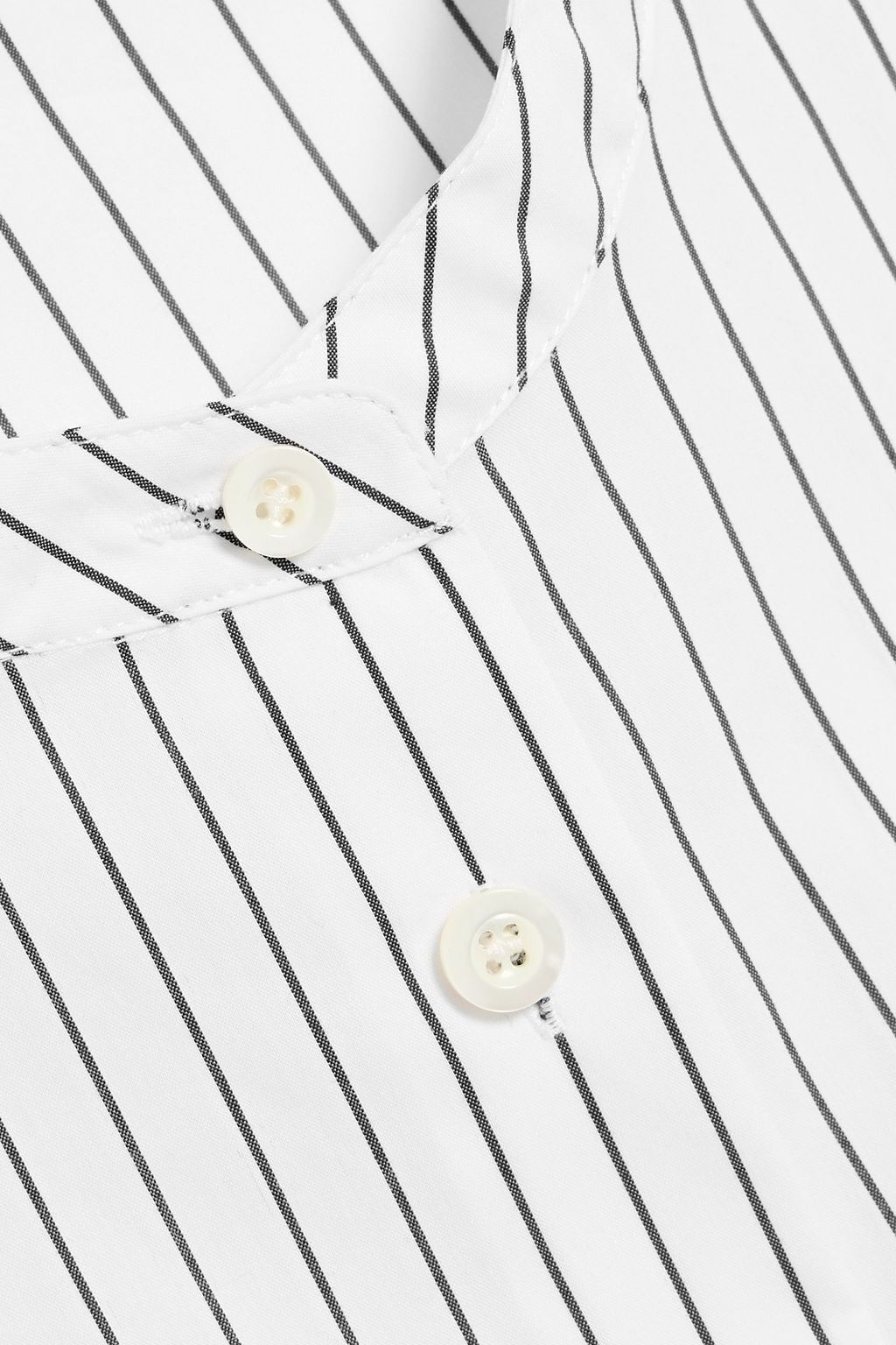 FRAME The Gathered striped cotton-blend poplin top