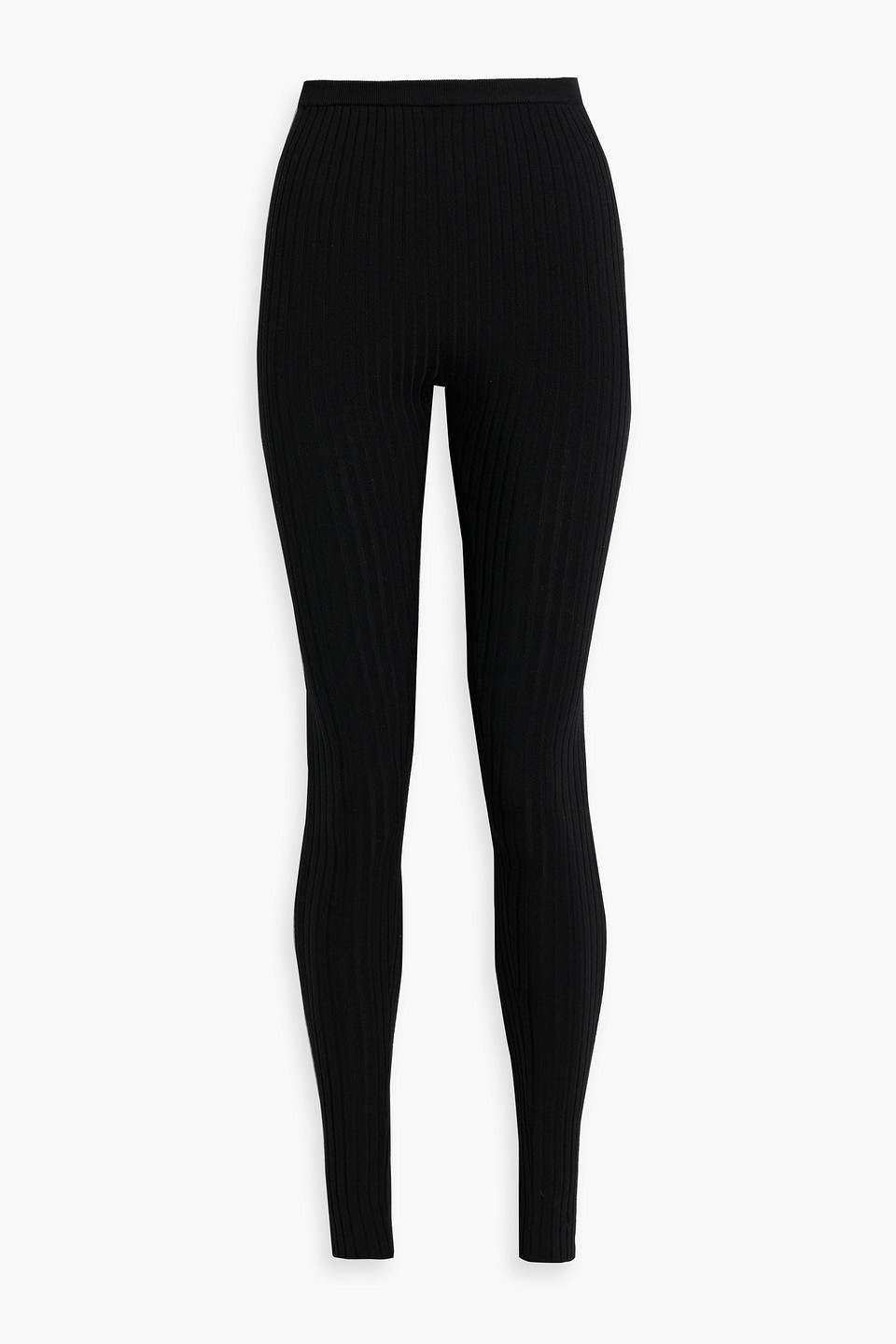 Totême Ribbed Wool-blend Leggings In Black