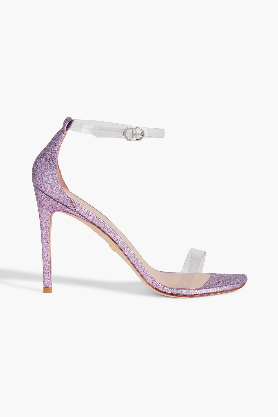 stuart weitzman - glittered woven and pvc sandals - purple - us 5