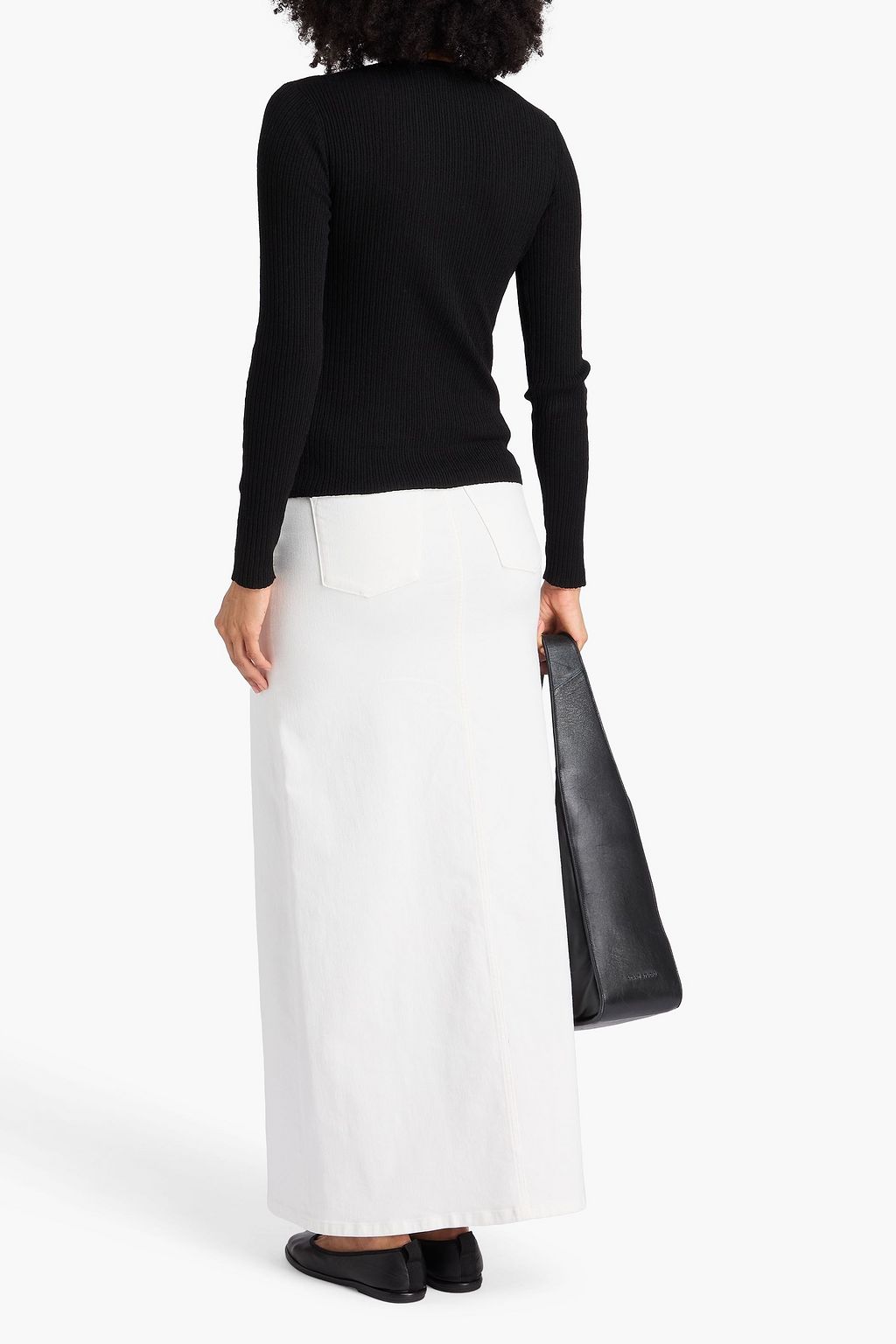 JAMES PERSE Geripptes Oberteil aus Stretch-Jersey aus einer Leinenmischung