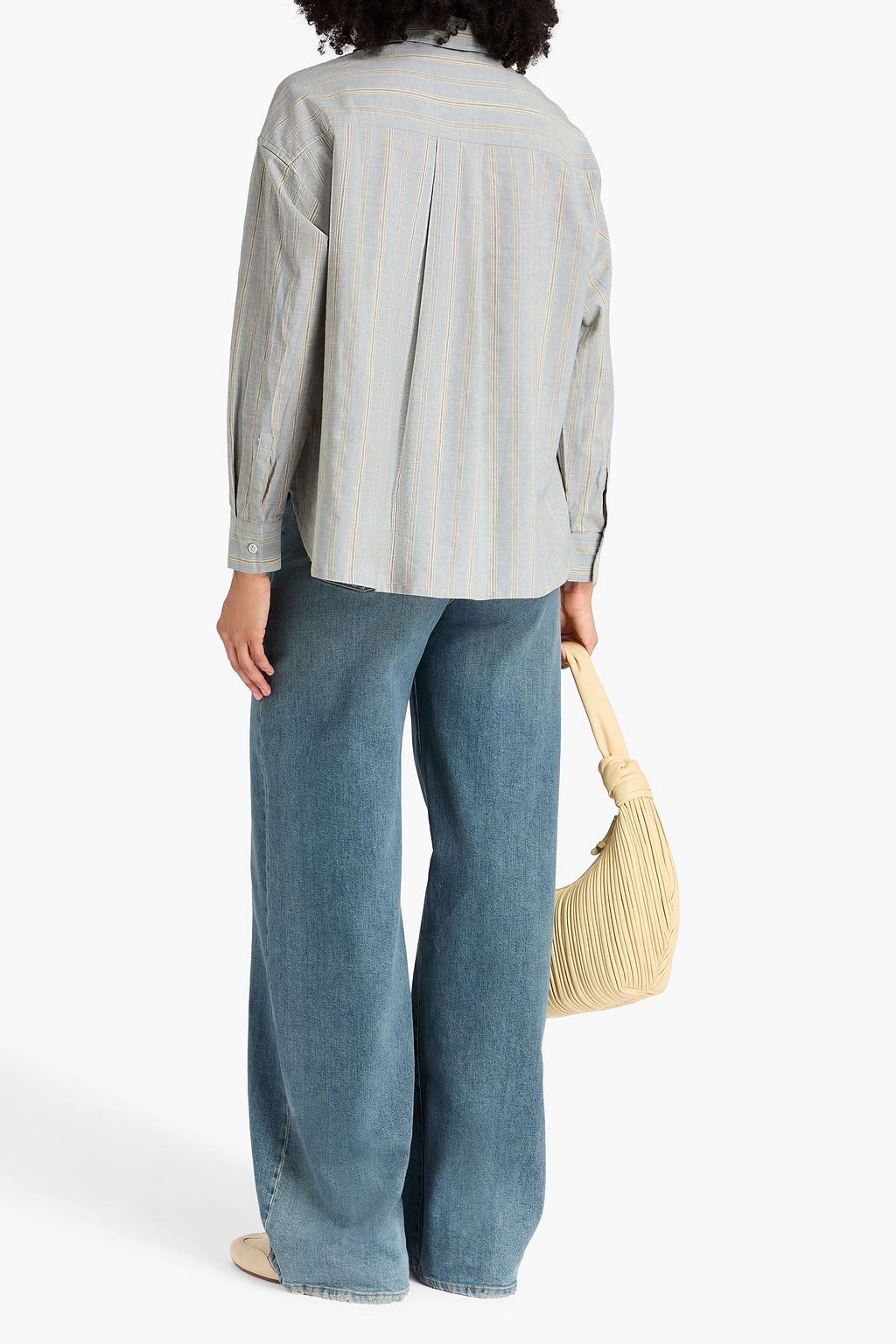 JAMES PERSE قميص من مزيج الكتّان والقطن بتصميم مخطط