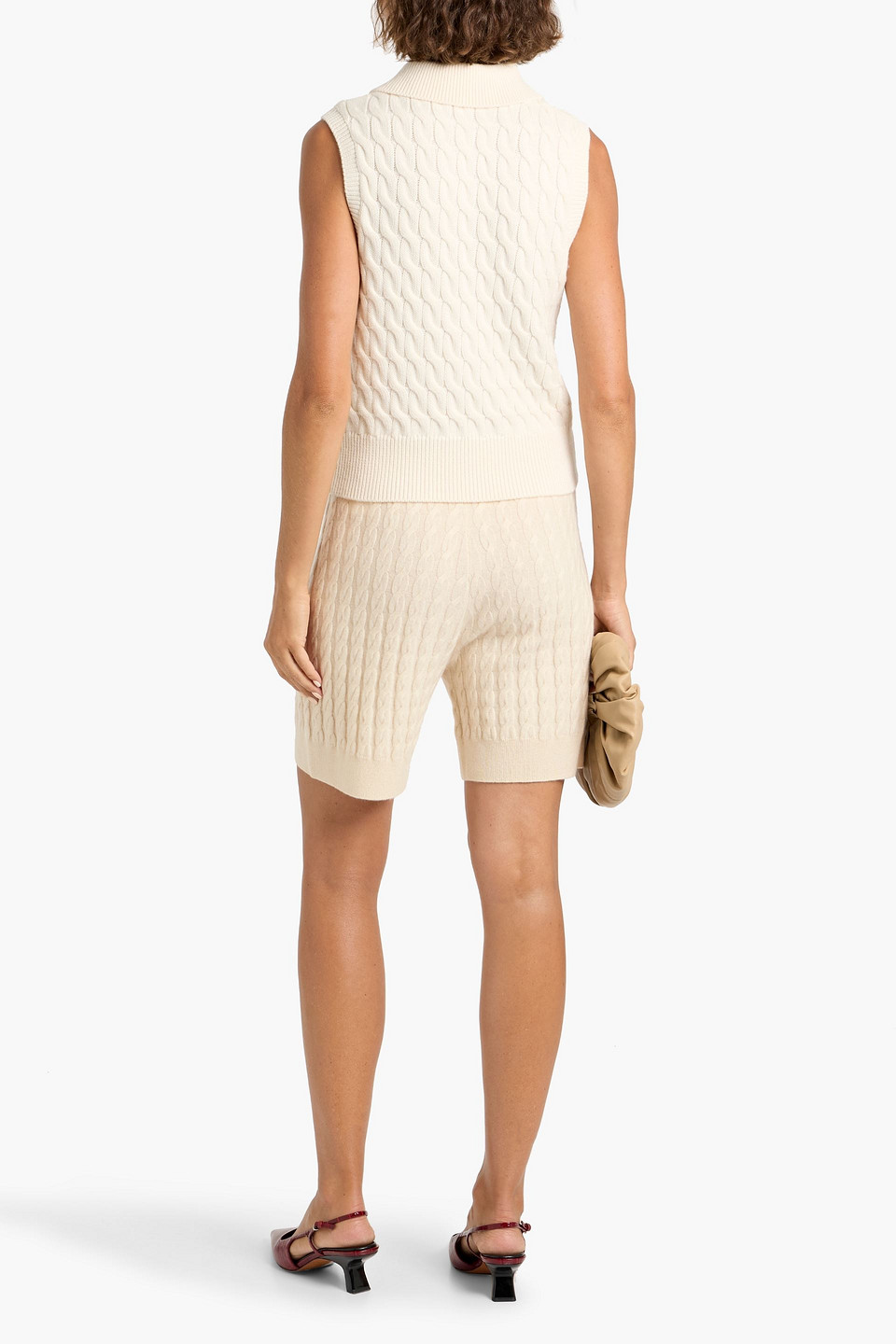 Totême Cable-knit Wool And Cashmere-blend Shorts In Neutral