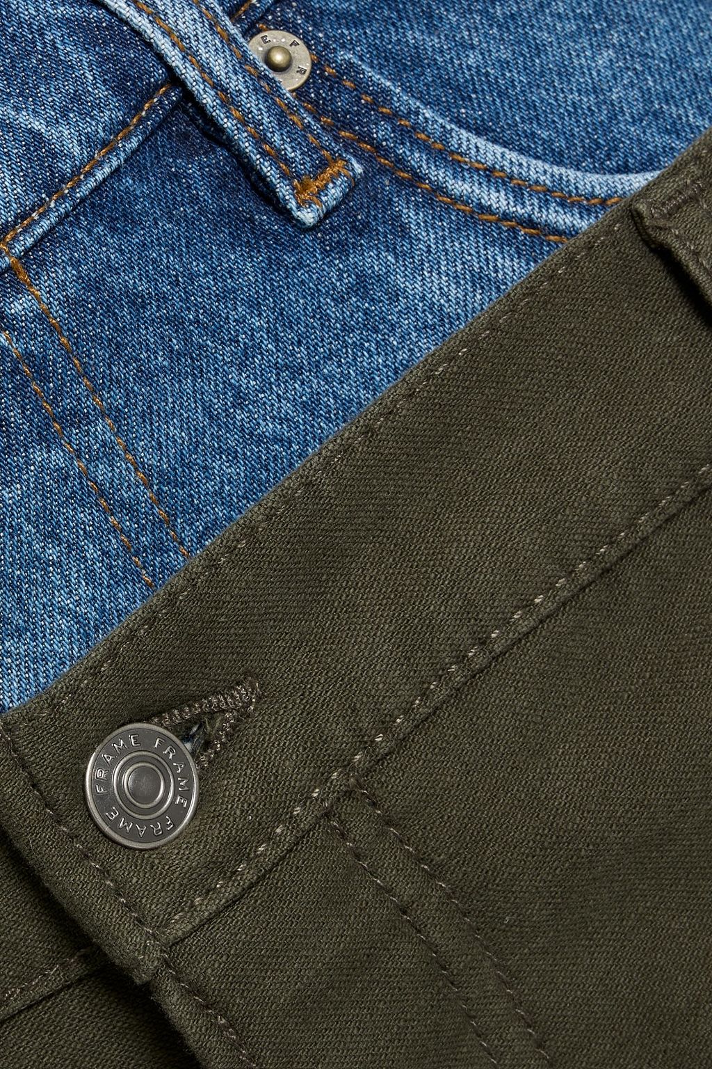 FRAME Le Mix denim-trimmed cotton-canvas cargo pants