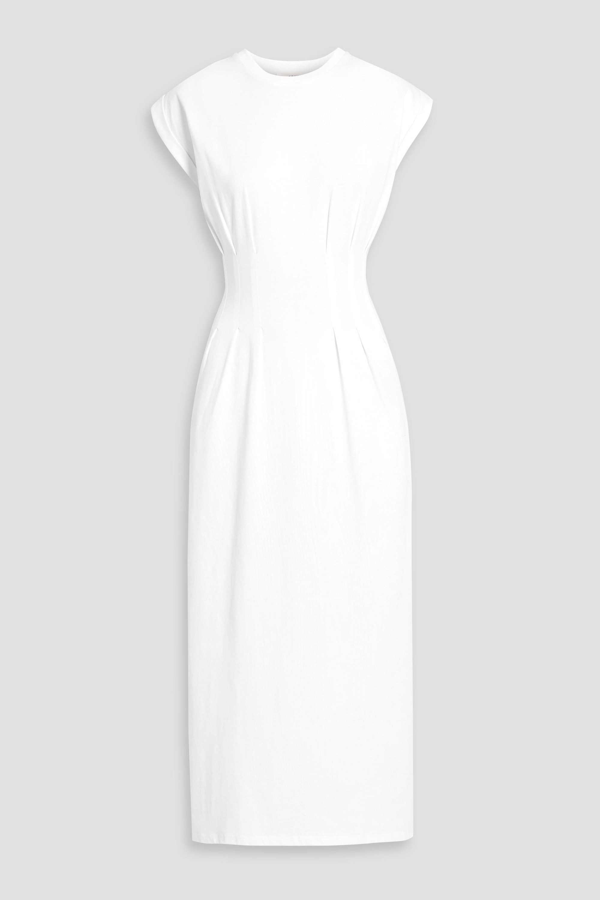 FRAME The Nipped pleated cotton-jersey midi dress thumbnail
