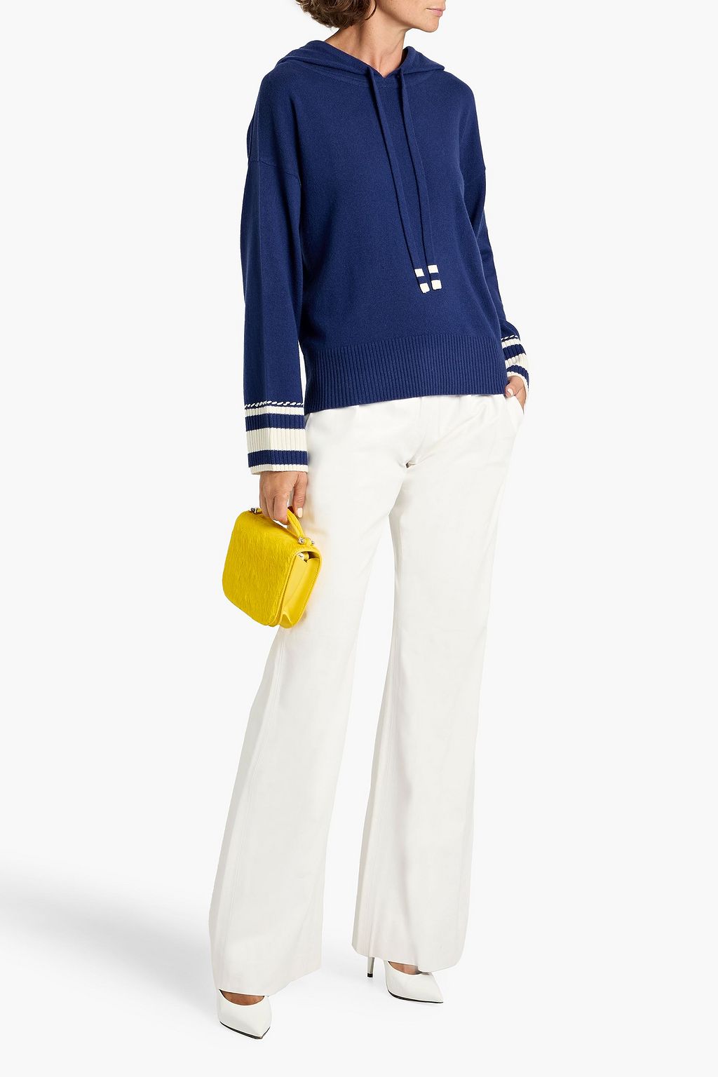 CHINTI & PARKER Ahoy embroidered striped wool and cashmere-blend hoodie