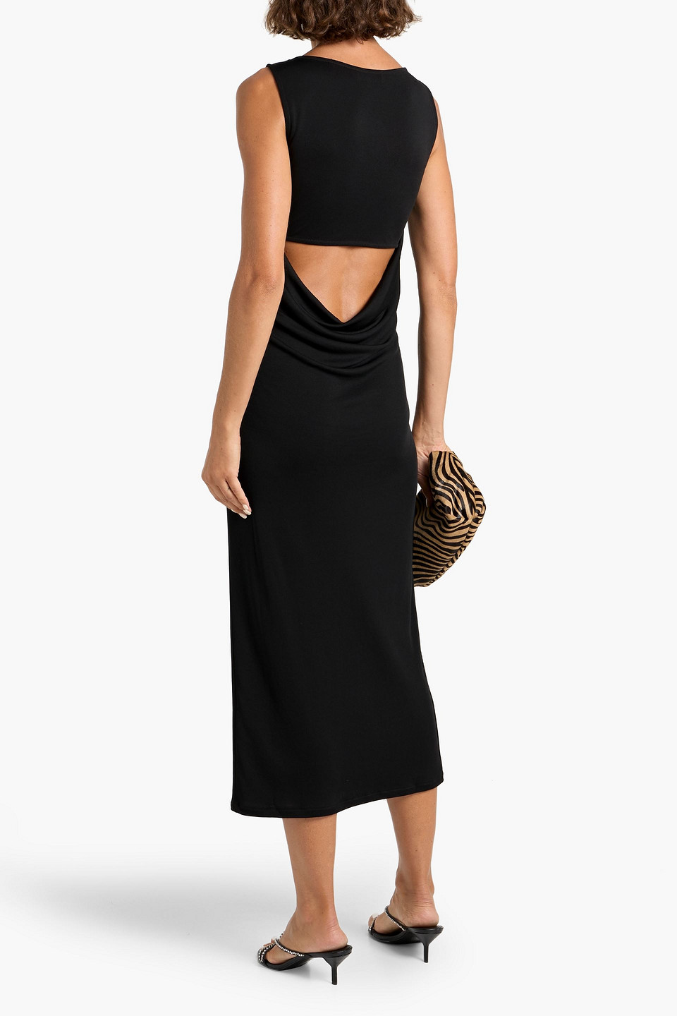  Frame - The Drape Midikleid Aus Jersey - Schwarz - S 