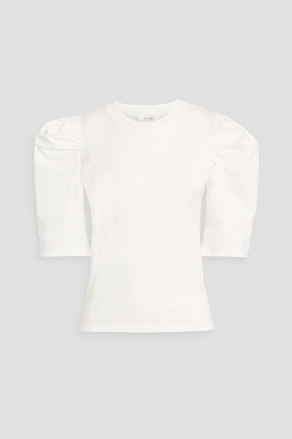 Frame The Drape Cotton-jersey T-shirt In White