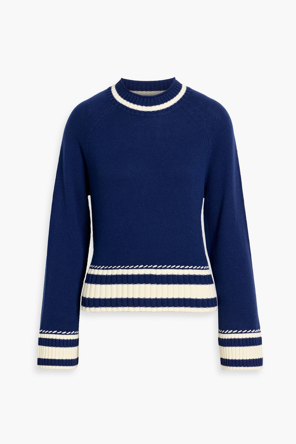 Chinti & Parker Guernsy Striped Wool And Cashmere-blend Sweater In Blue