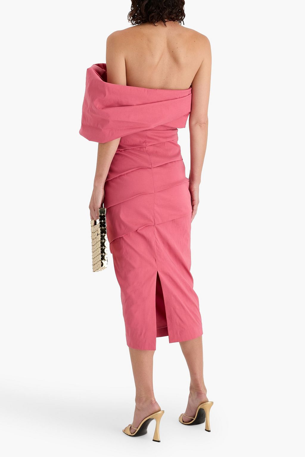 RACHEL GILBERT Kat one-shoulder draped shantung midi dress