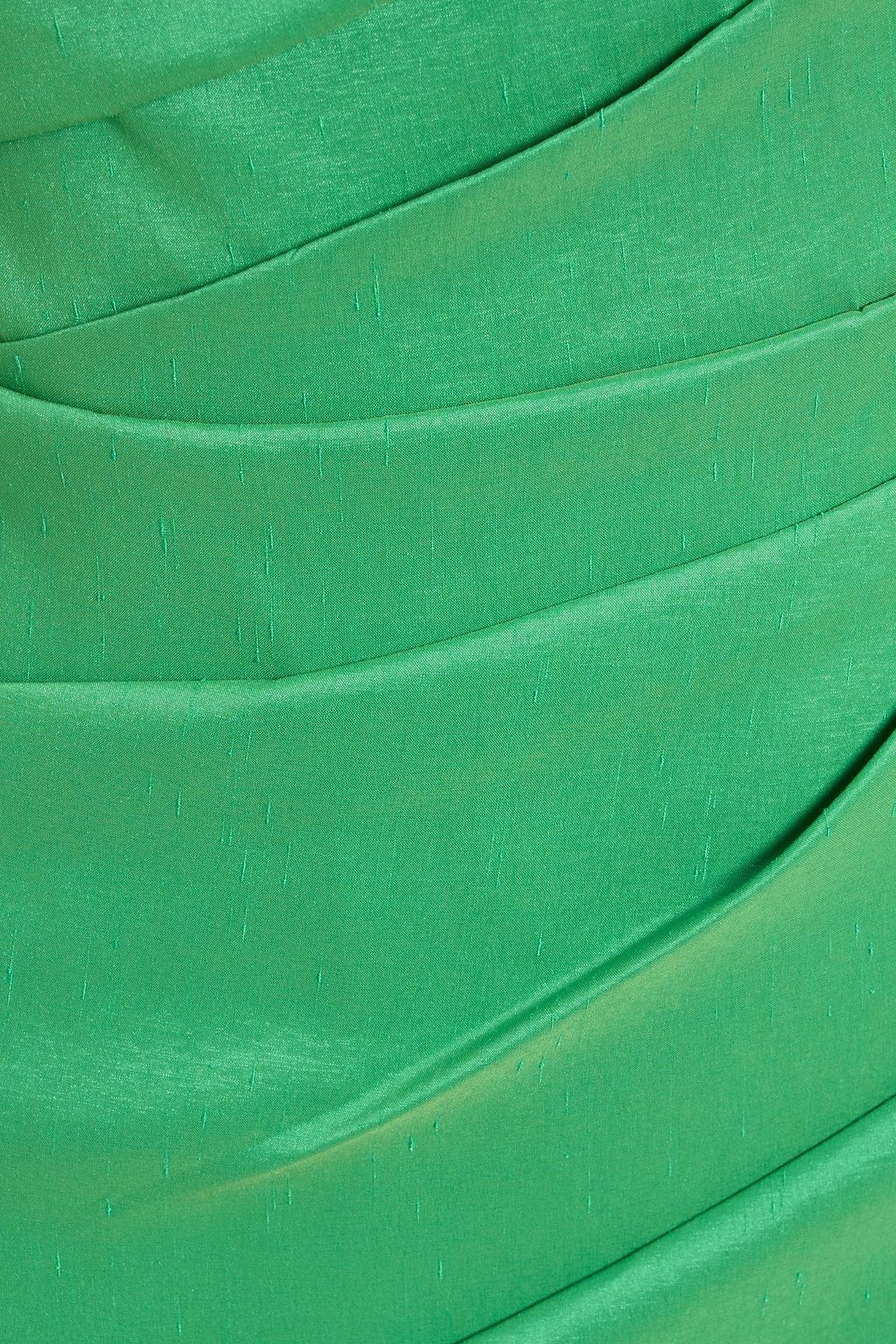 RACHEL GILBERT Ochre one-shoulder ruffled shantung midi dress