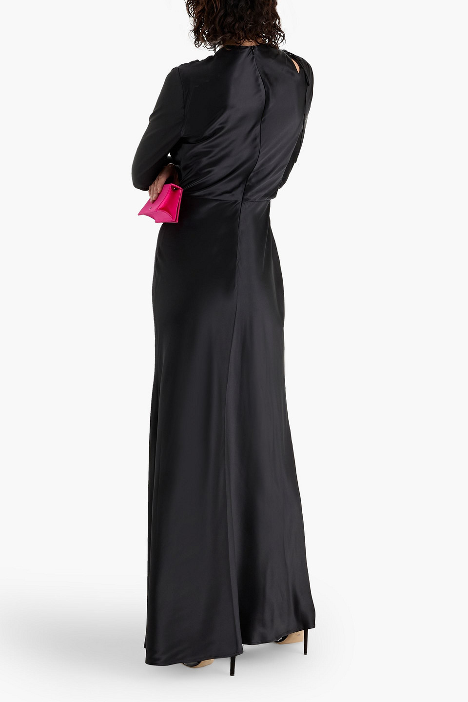 Rachel Gilbert Lucien Draped Silk-satin Gown In Black