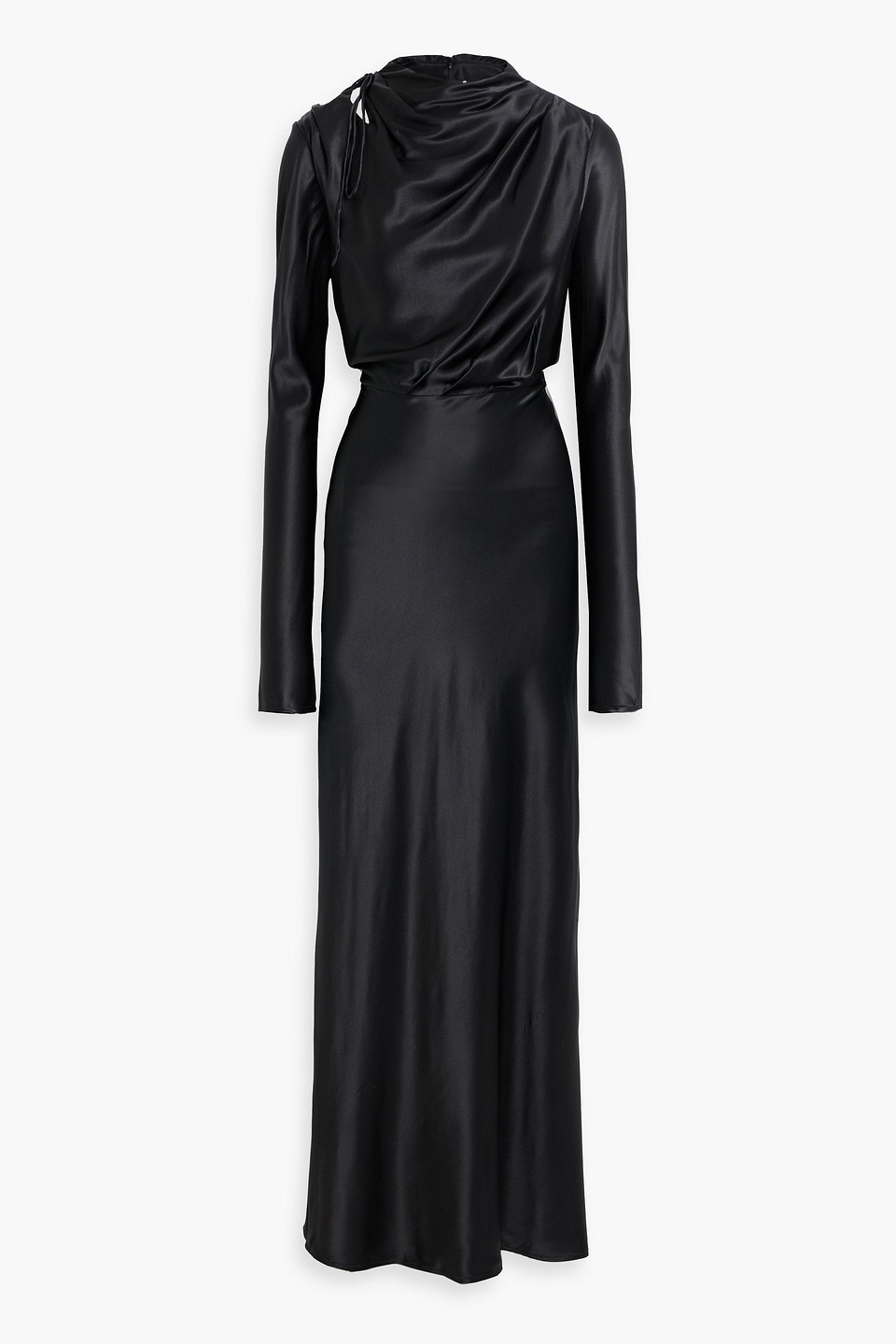 Rachel Gilbert Lucien Draped Silk-satin Gown In Black