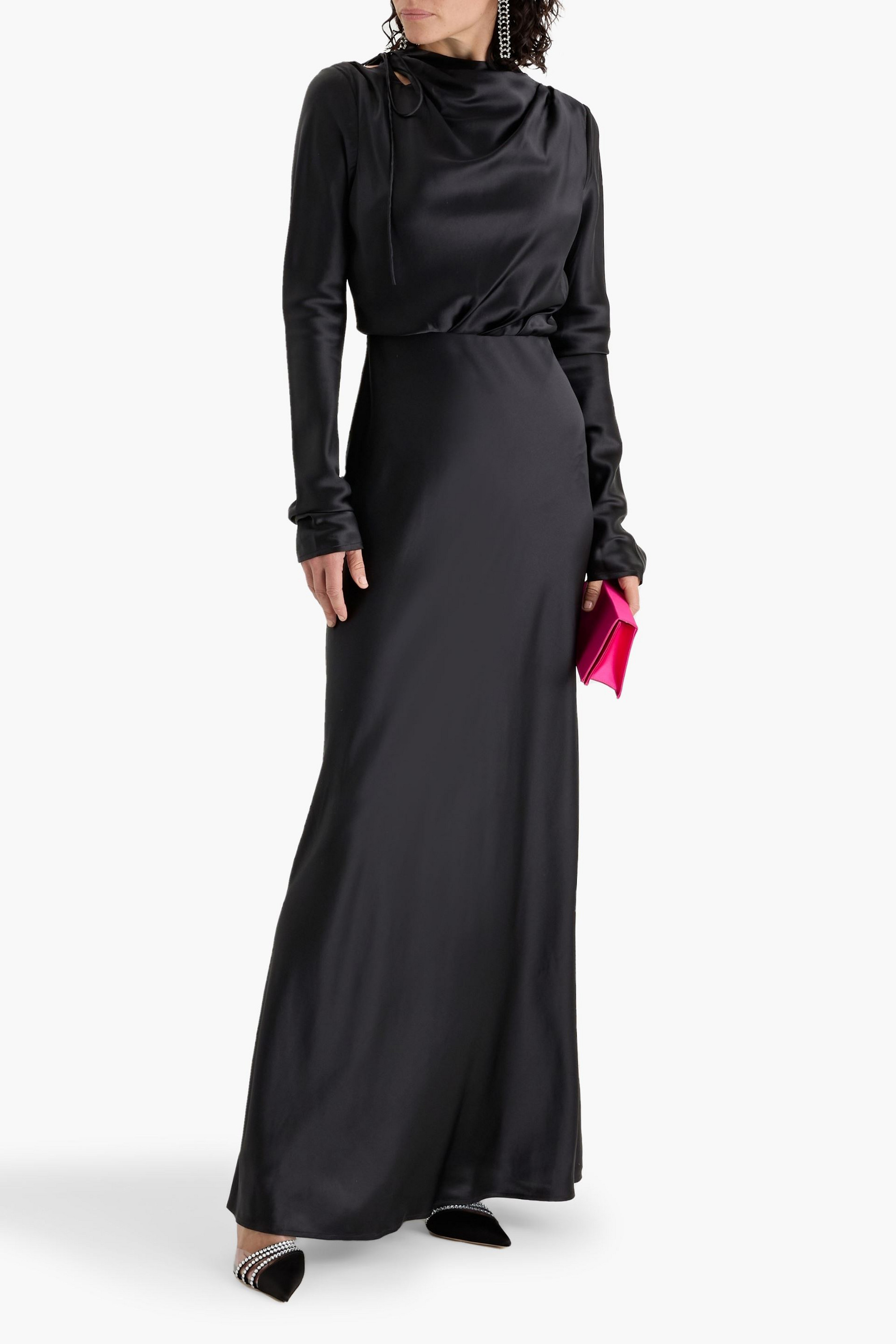 Rachel Gilbert Lucien draped silk-satin gown