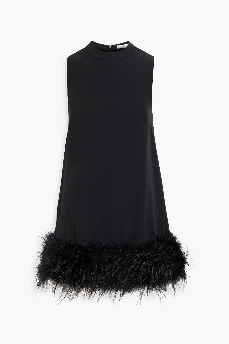 Rachel Gilbert Linc Feather-embellished Crepe Mini Dress In Black