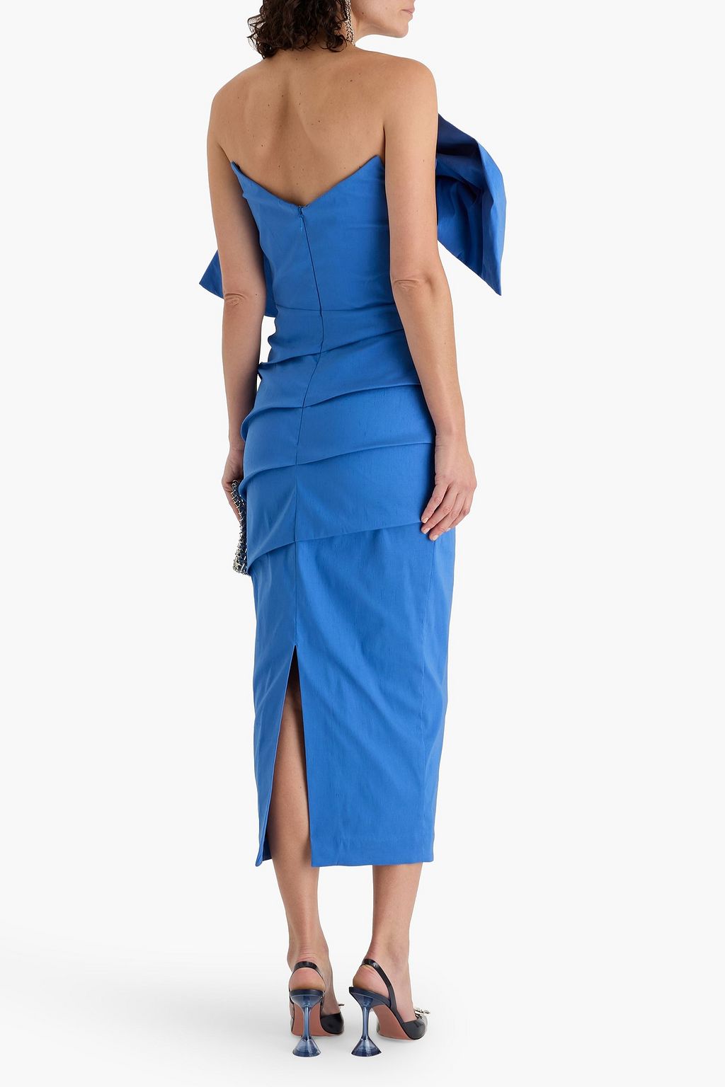 RACHEL GILBERT Memphis strapless bow-detailed shantung midi dress