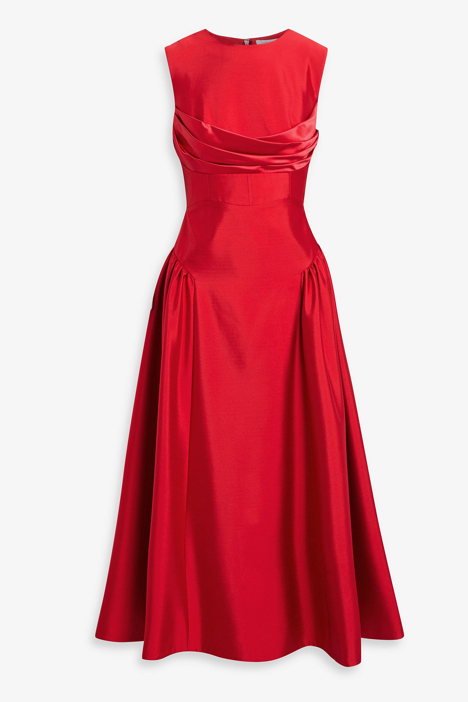 Rachel Gilbert Sawyer Satin-trimmed Wool And Silk-blend Midi Dress In Red