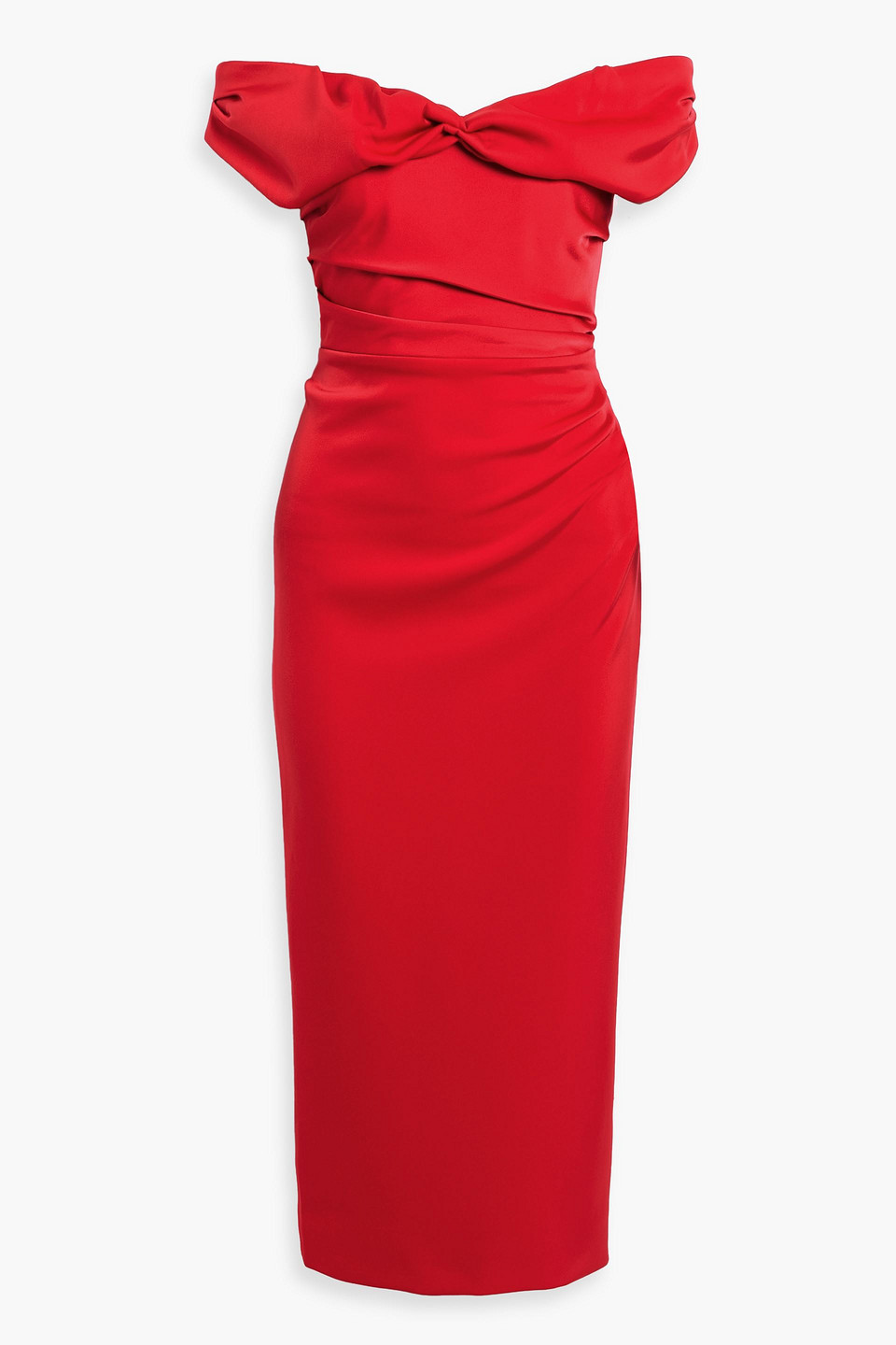 Rachel Gilbert Daria Off-the-shoulder Satin-crepe Midi Dress In Red