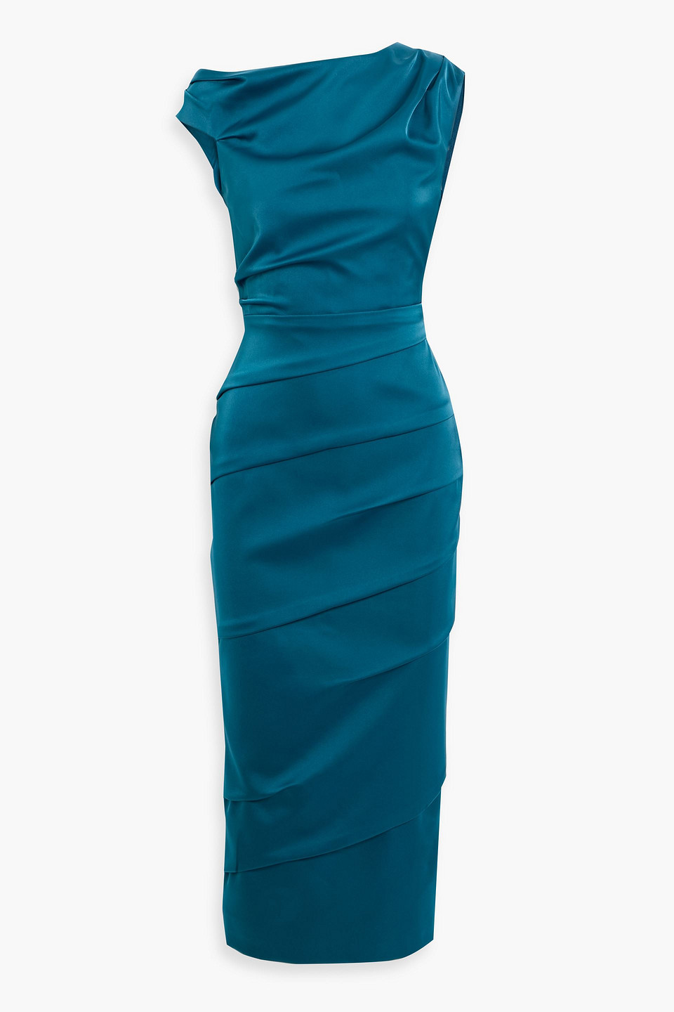 Rachel Gilbert Rylan Draped Satin-crepe Midi Dress In Blue