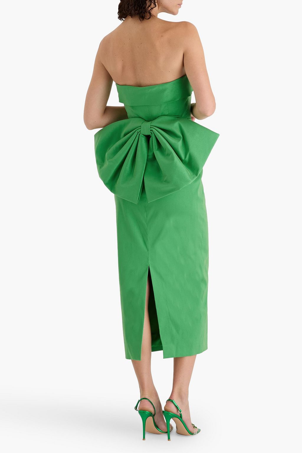 RACHEL GILBERT Birdie strapless bow-detailed shantung midi dress