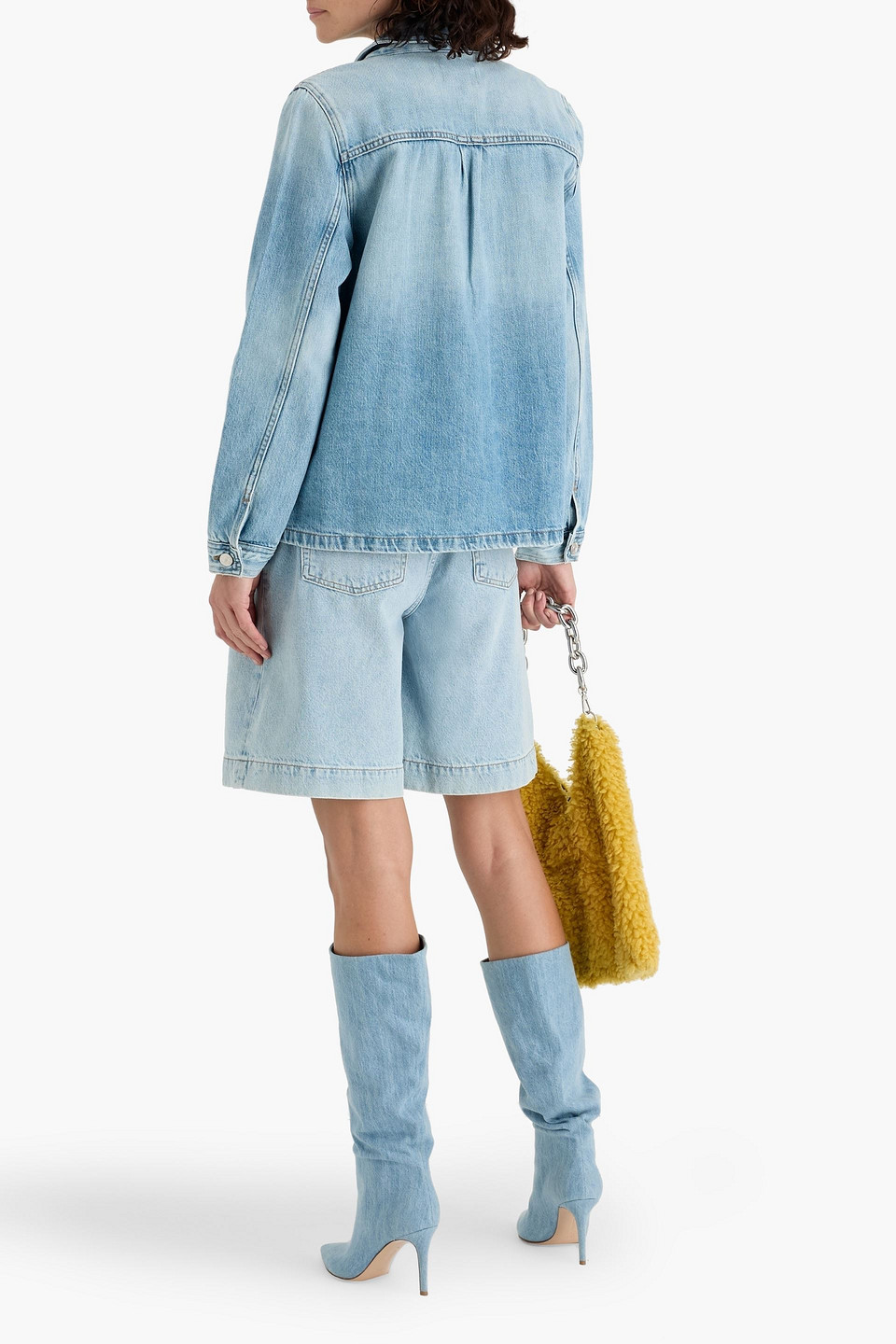 Frame The Trouser Denim Shorts In Blue