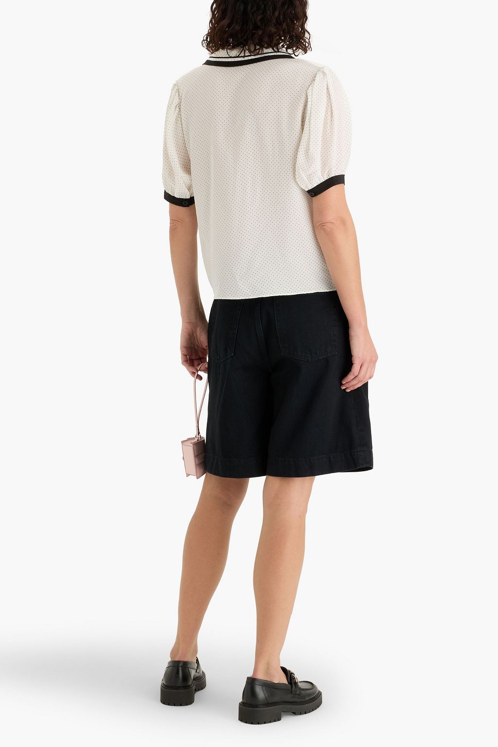 FRAME The Sailor polka-dot silk-crepe blouse