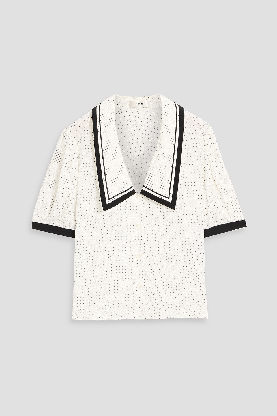 Frame The Sailor Cropped Polka-dot Silk-crepe Blouse In White