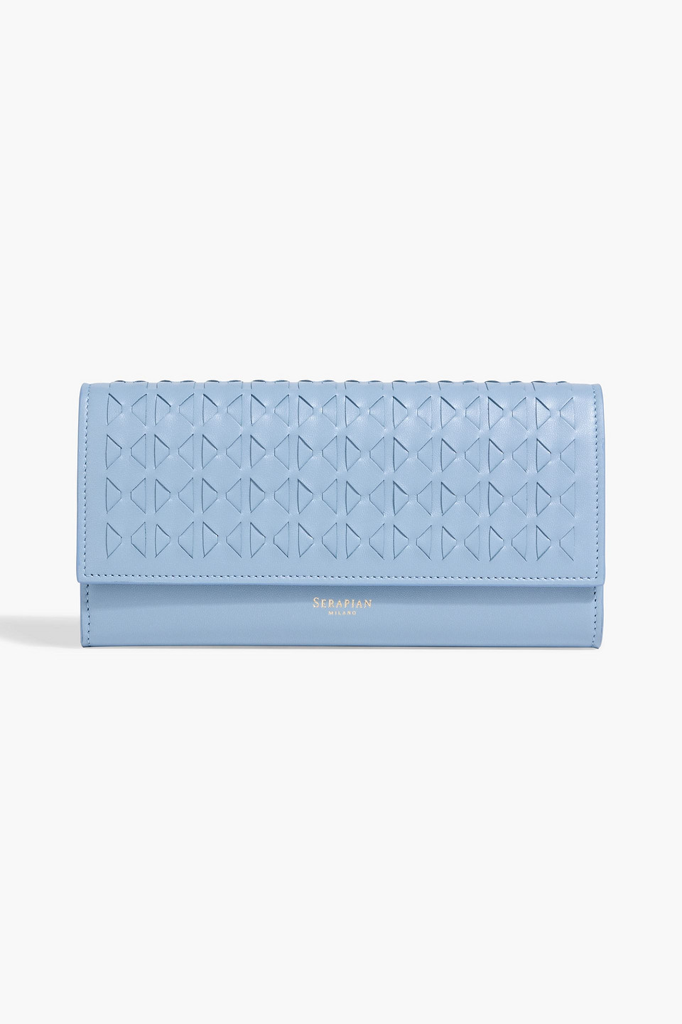 Serapian Mosaico Woven Leather Continental Wallet In Blue