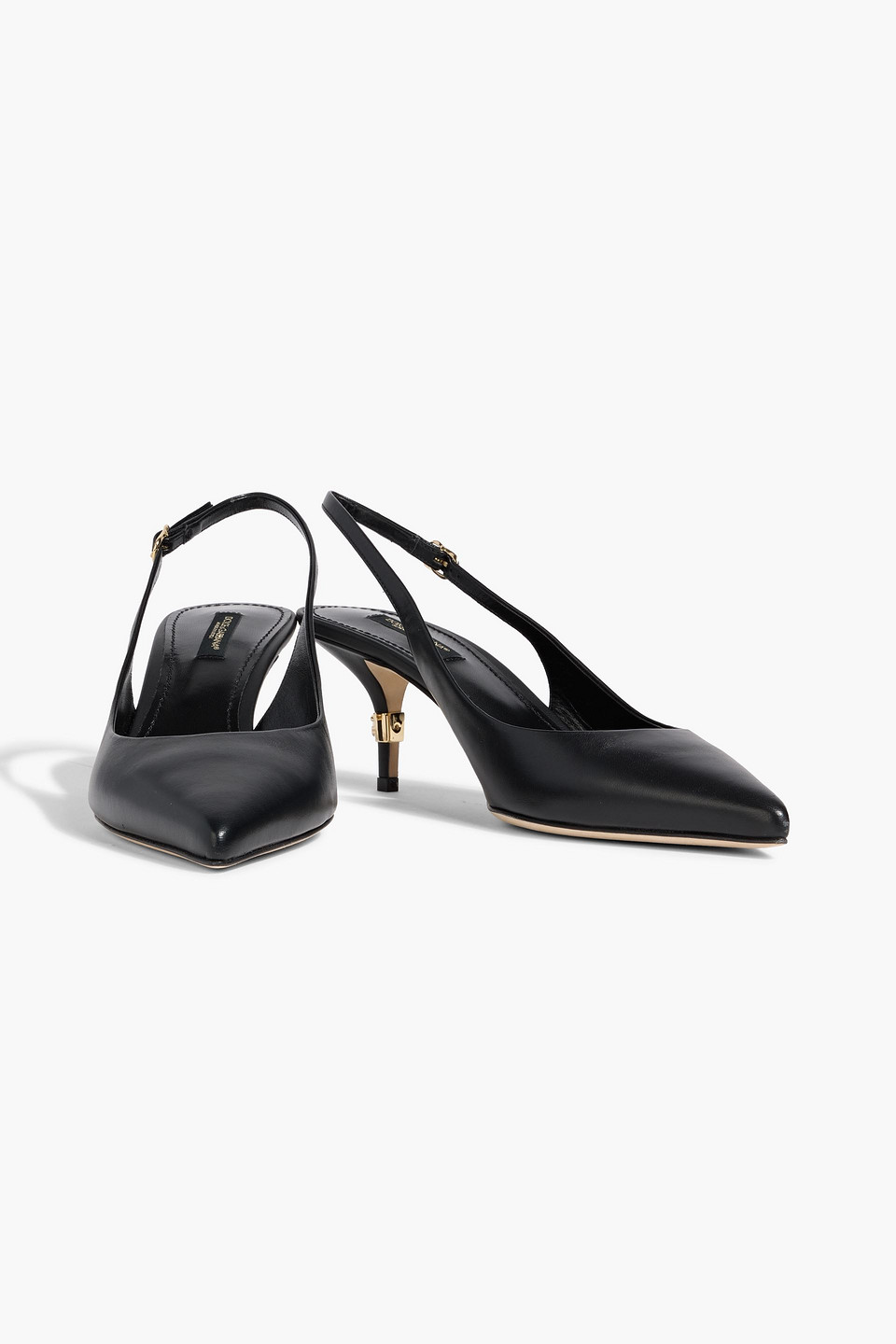 Dolce & Gabbana Leather Slingback Pumps In Black