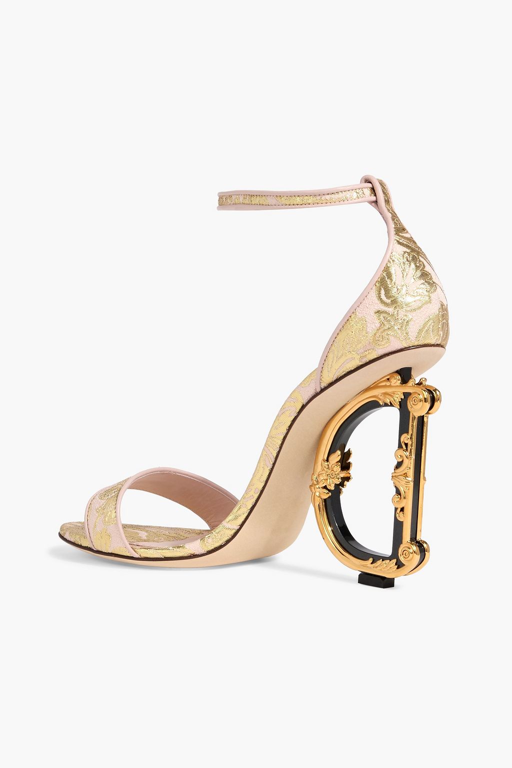 DOLCE&GABBANA Baroque DG leather-trimmed metallic jacquard sandals