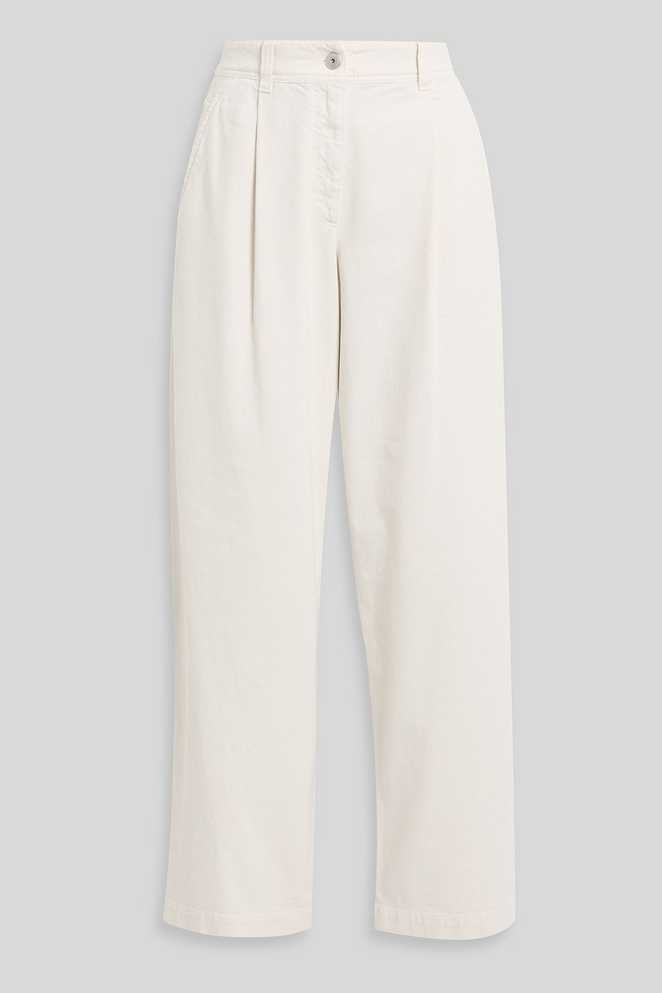 Brunello Cucinelli Pleated High-rise Tapered Jeans In Neutral
