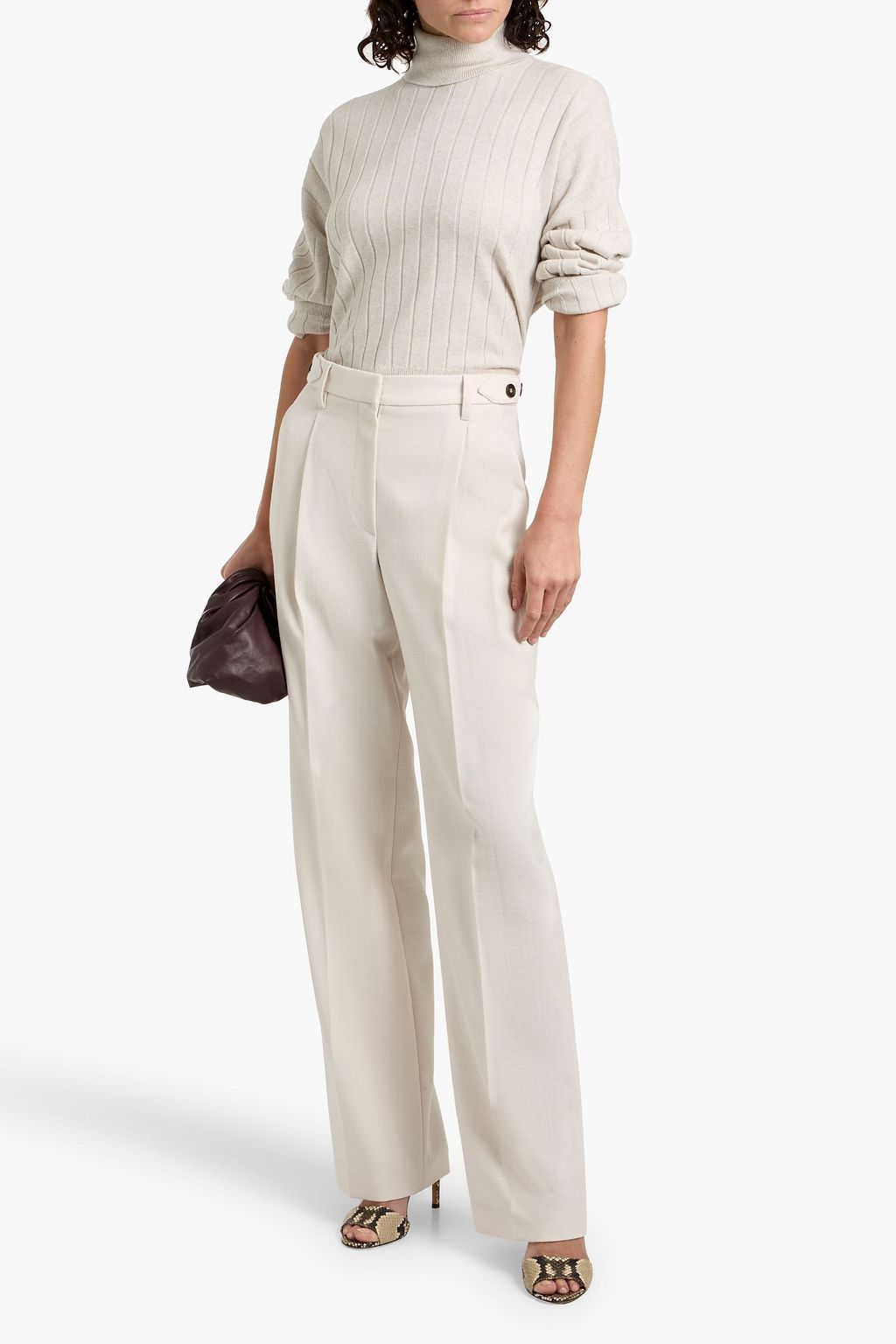 BRUNELLO CUCINELLI Wool-tweed straight-leg pants
