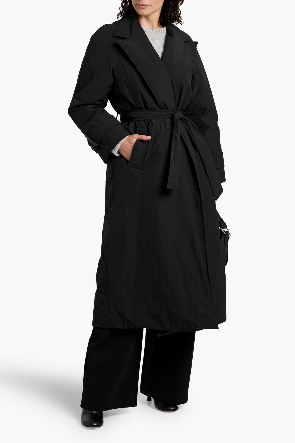 BRUNELLO CUCINELLI Belted padded crinkled-shell trench coat