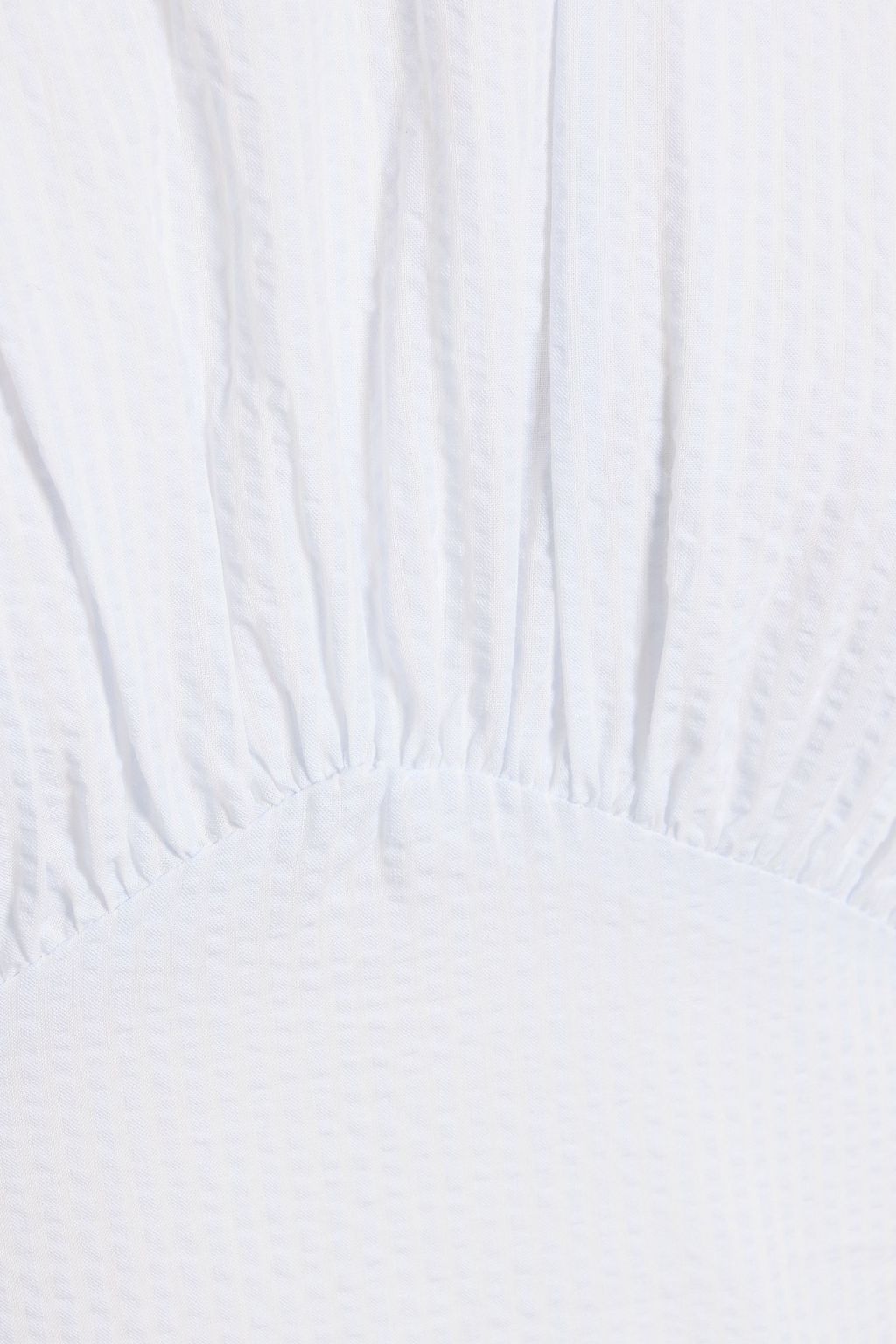 FRAME Gathered cotton-seersucker midi dress