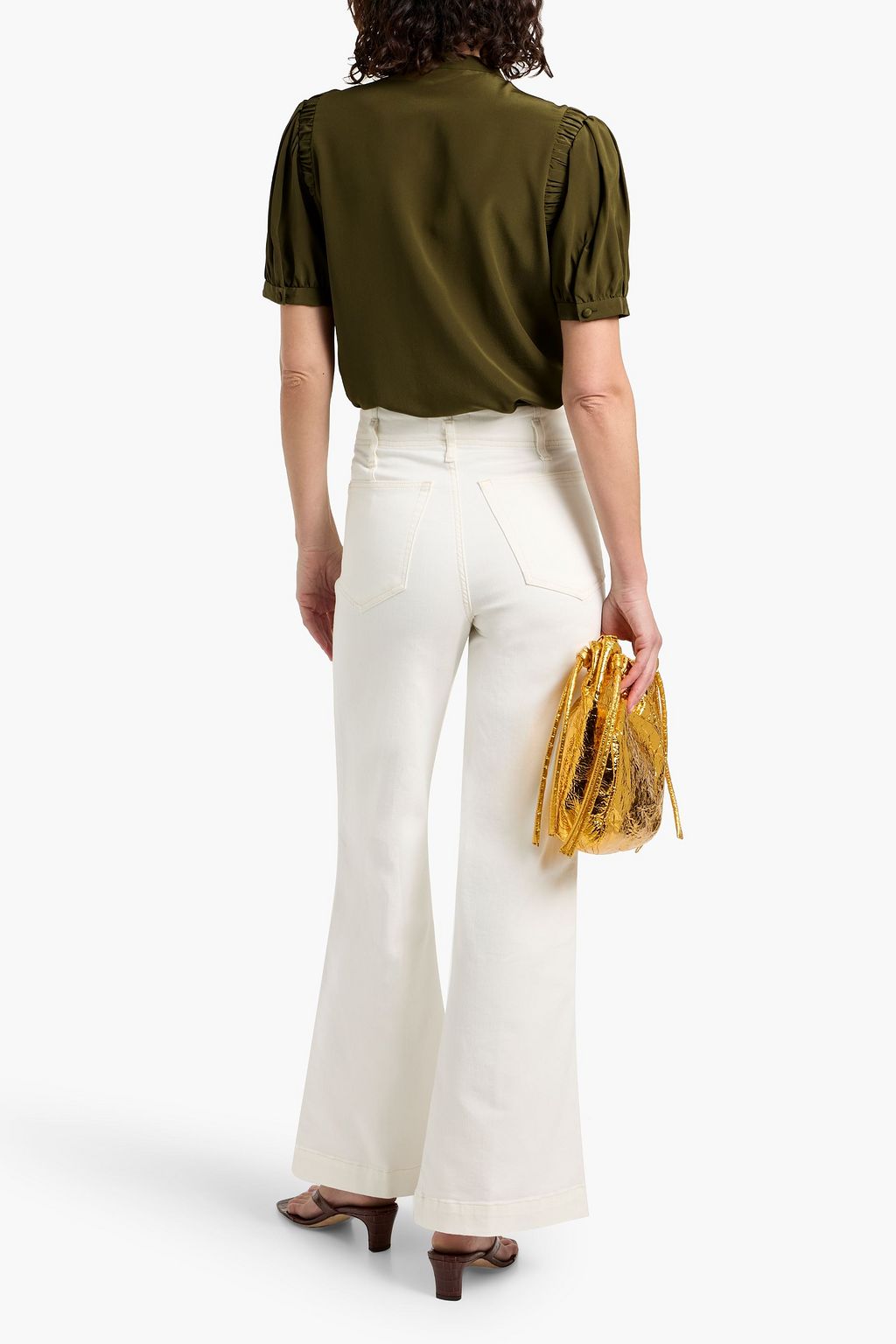 FRAME Gathered silk crepe de chine top