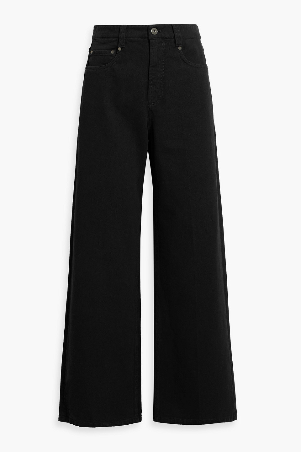 Brunello Cucinelli High-rise Wide-leg Jeans In Black