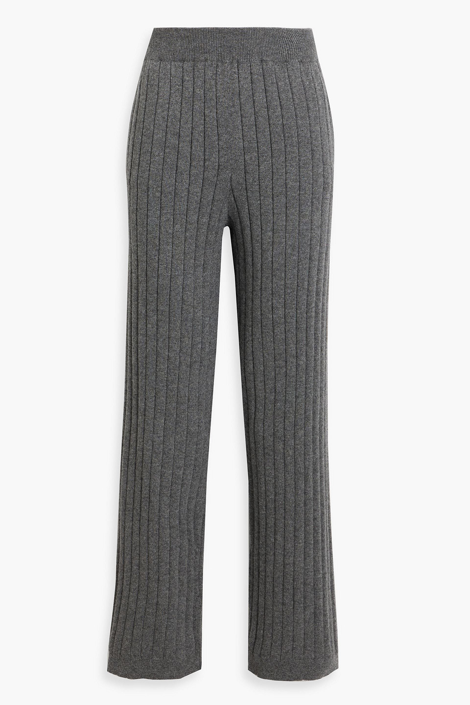 Brunello Cucinelli Ribbed Cashmere Straight-leg Pants In Gray