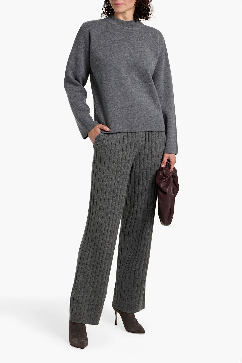BRUNELLO CUCINELLI Ribbed cashmere straight-leg pants