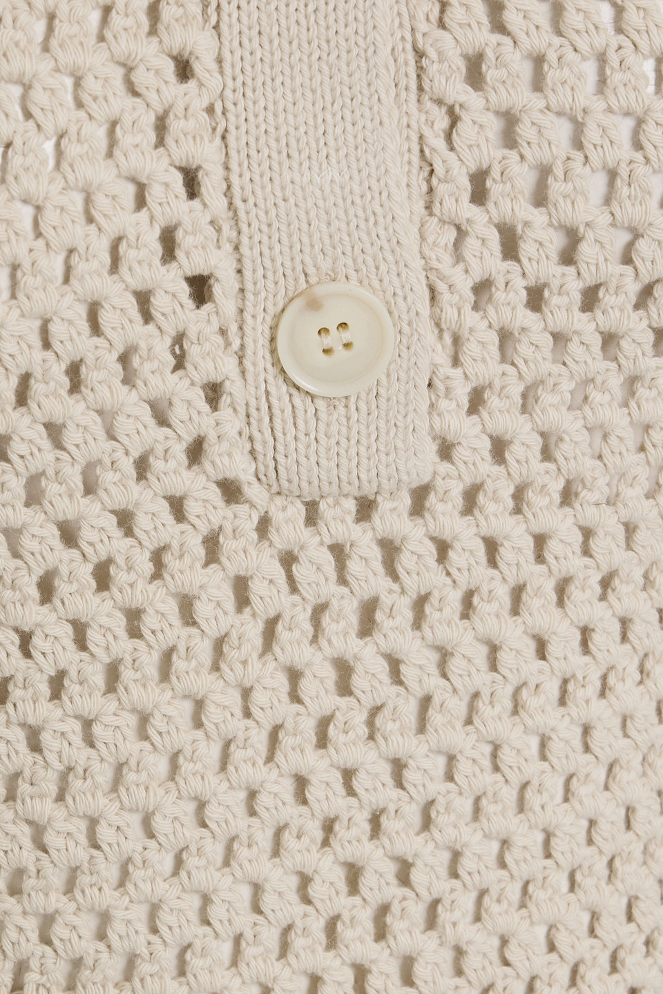Frame Openwork Sleeveless Polo Sweater In Neutral