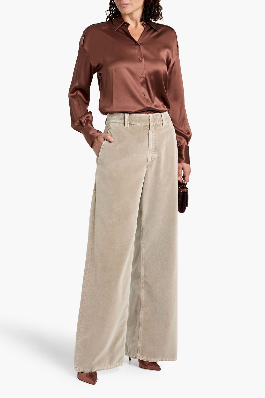 BRUNELLO CUCINELLI Cotton-velvet wide-leg pants