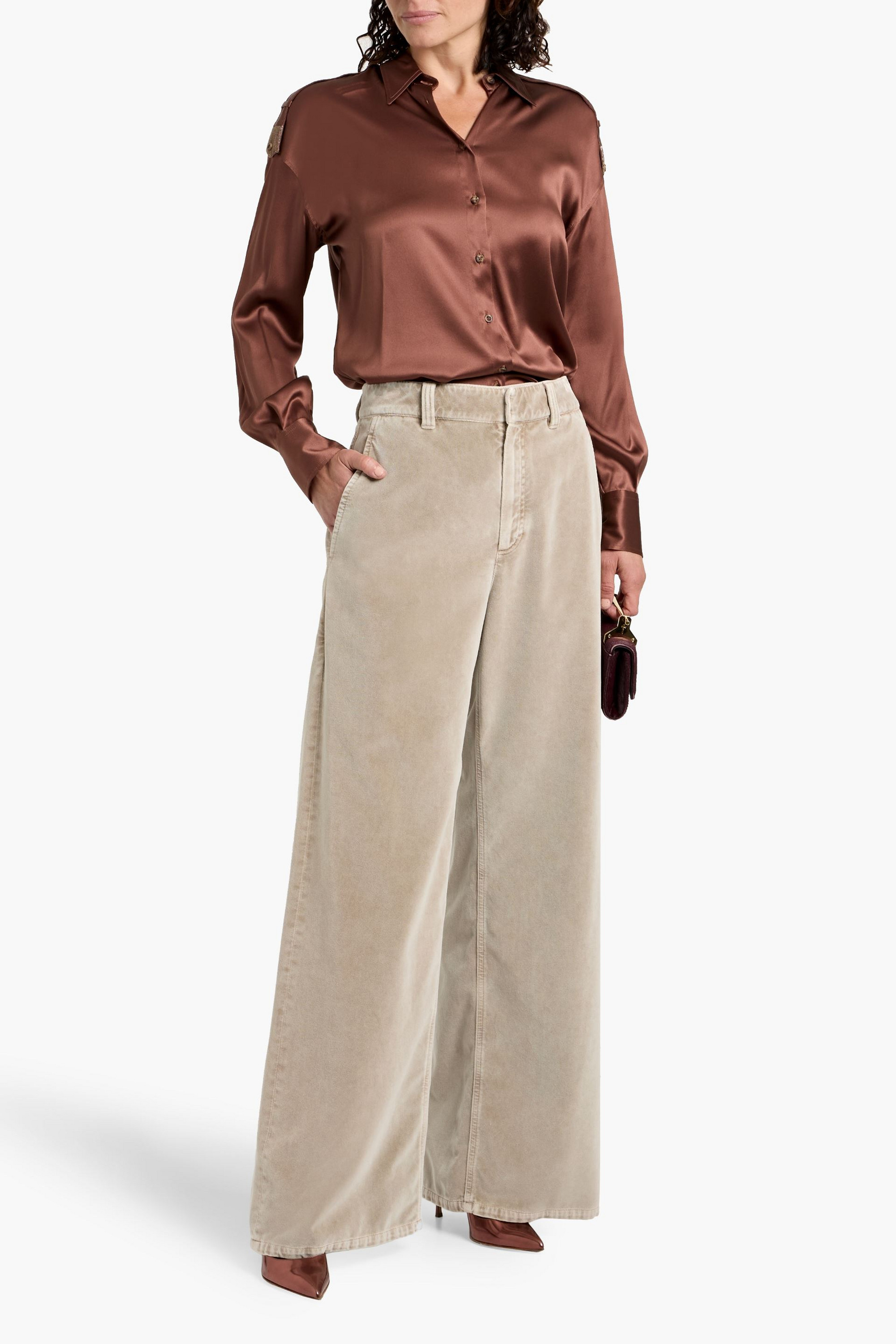 Brunello Cucinelli Cotton-velvet wide-leg pants