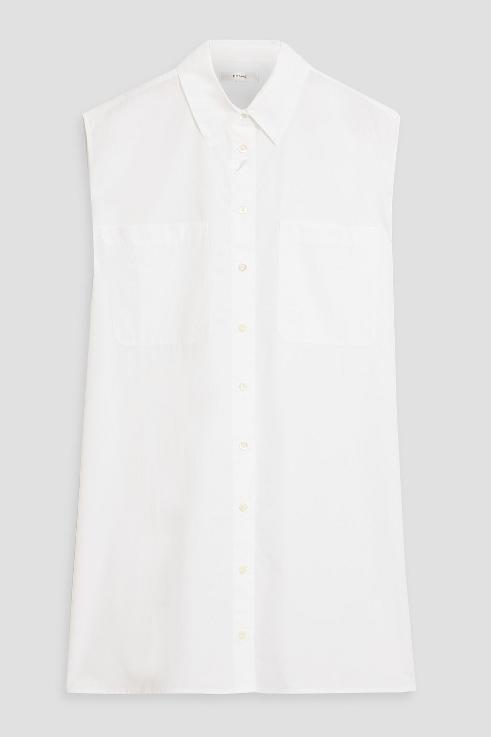Frame Cotton-poplin Mini Shirt Dress In White