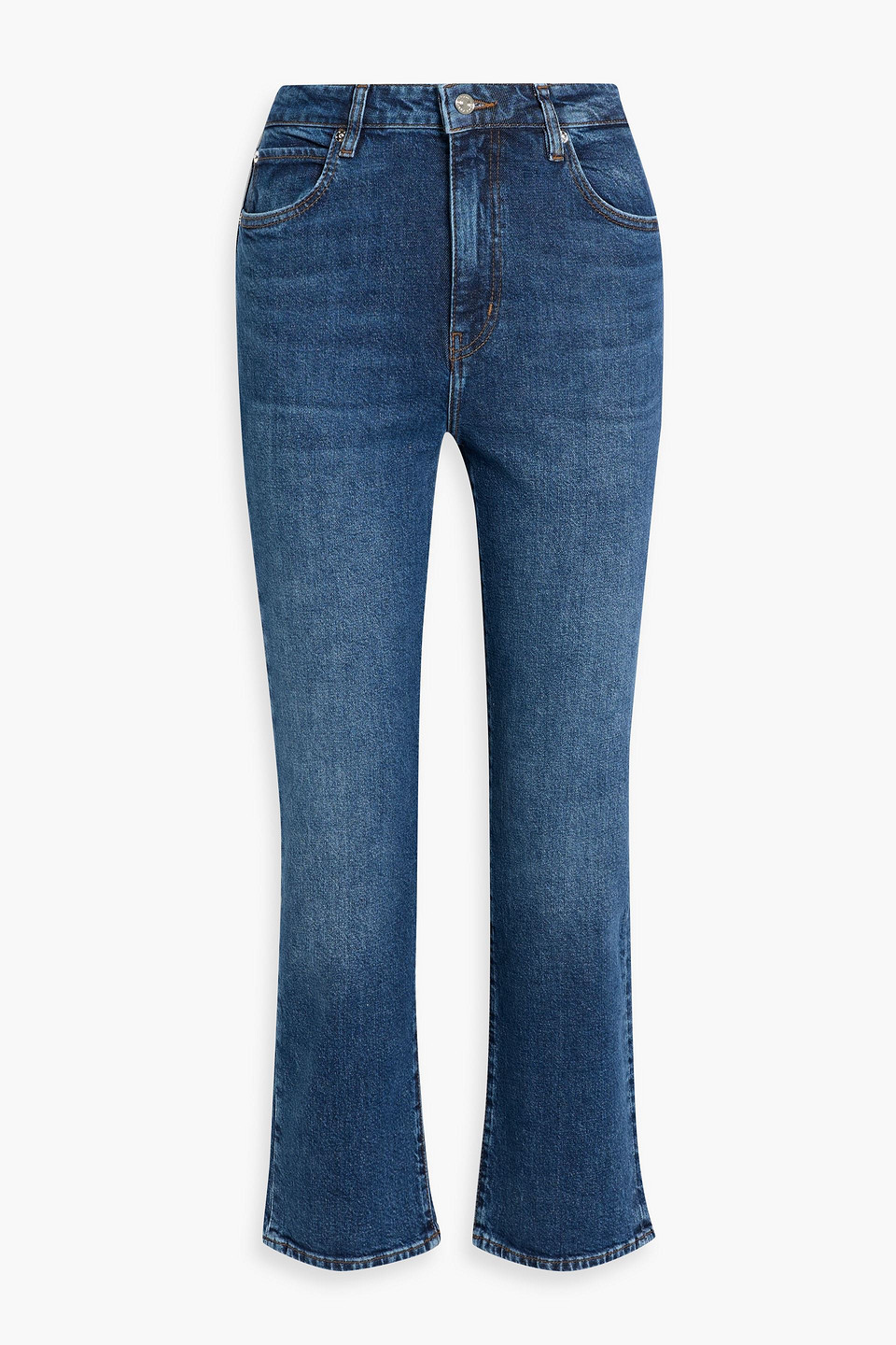 Frame The Ruler Crop High-rise Straight-leg Jeans In Blue