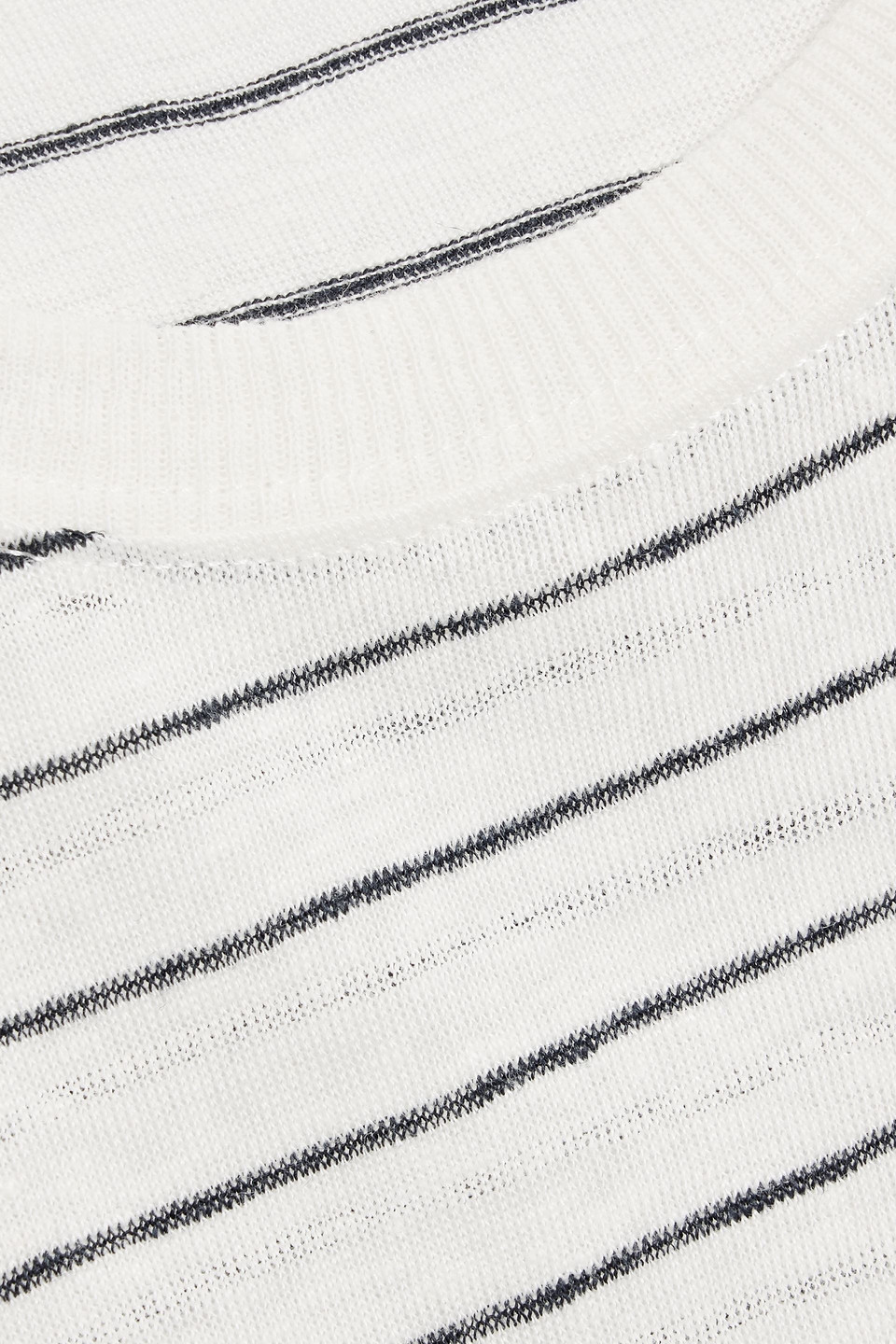 Frame The Baby Striped Linen-jersey T-shirt In White