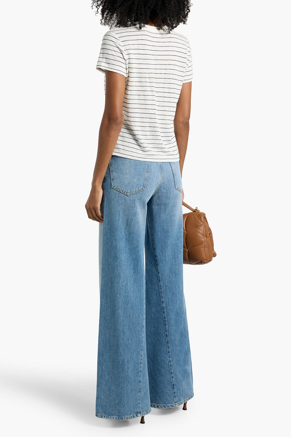 Frame The Baby Striped Linen-jersey T-shirt In White