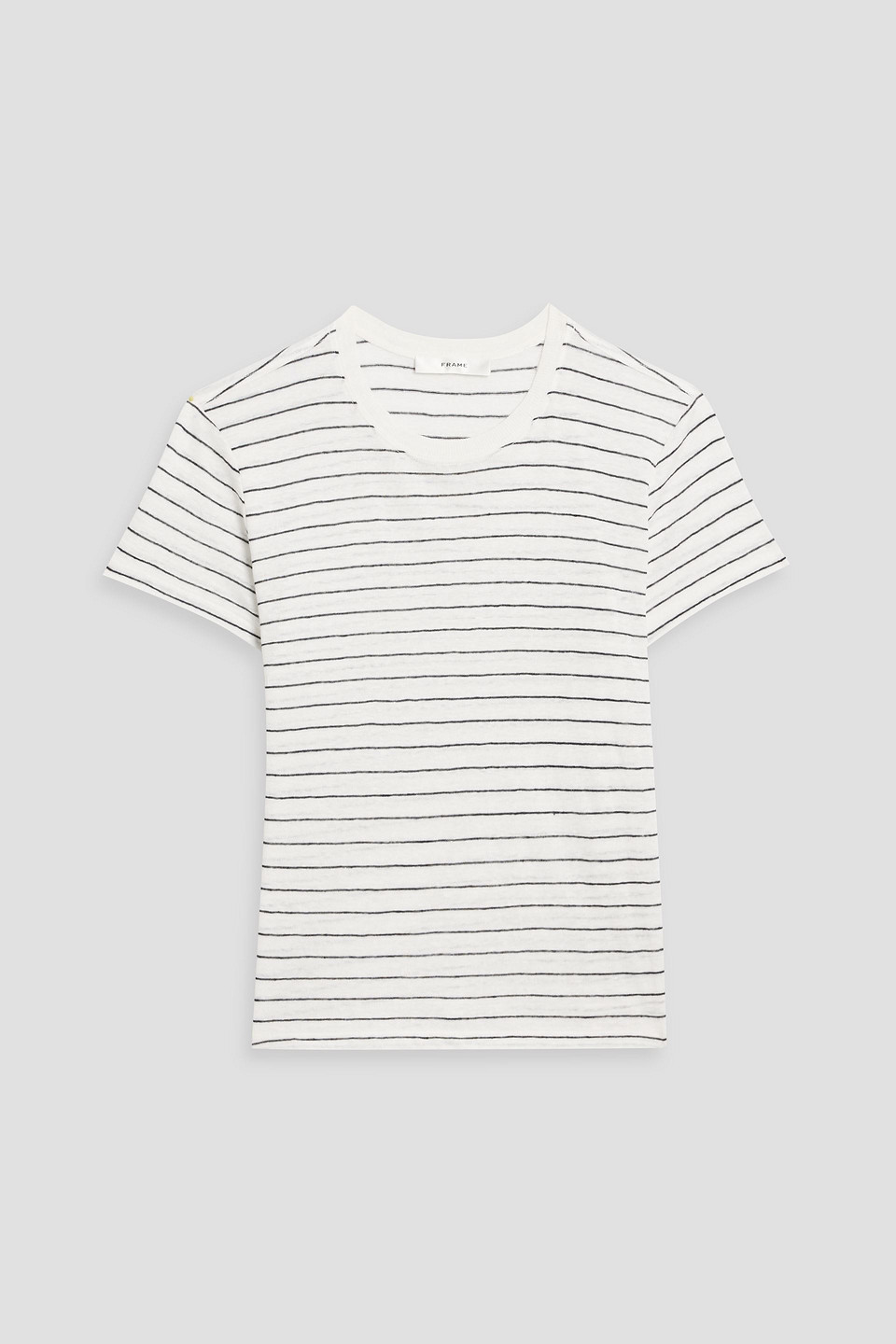 Frame The Baby Striped Linen-jersey T-shirt In White