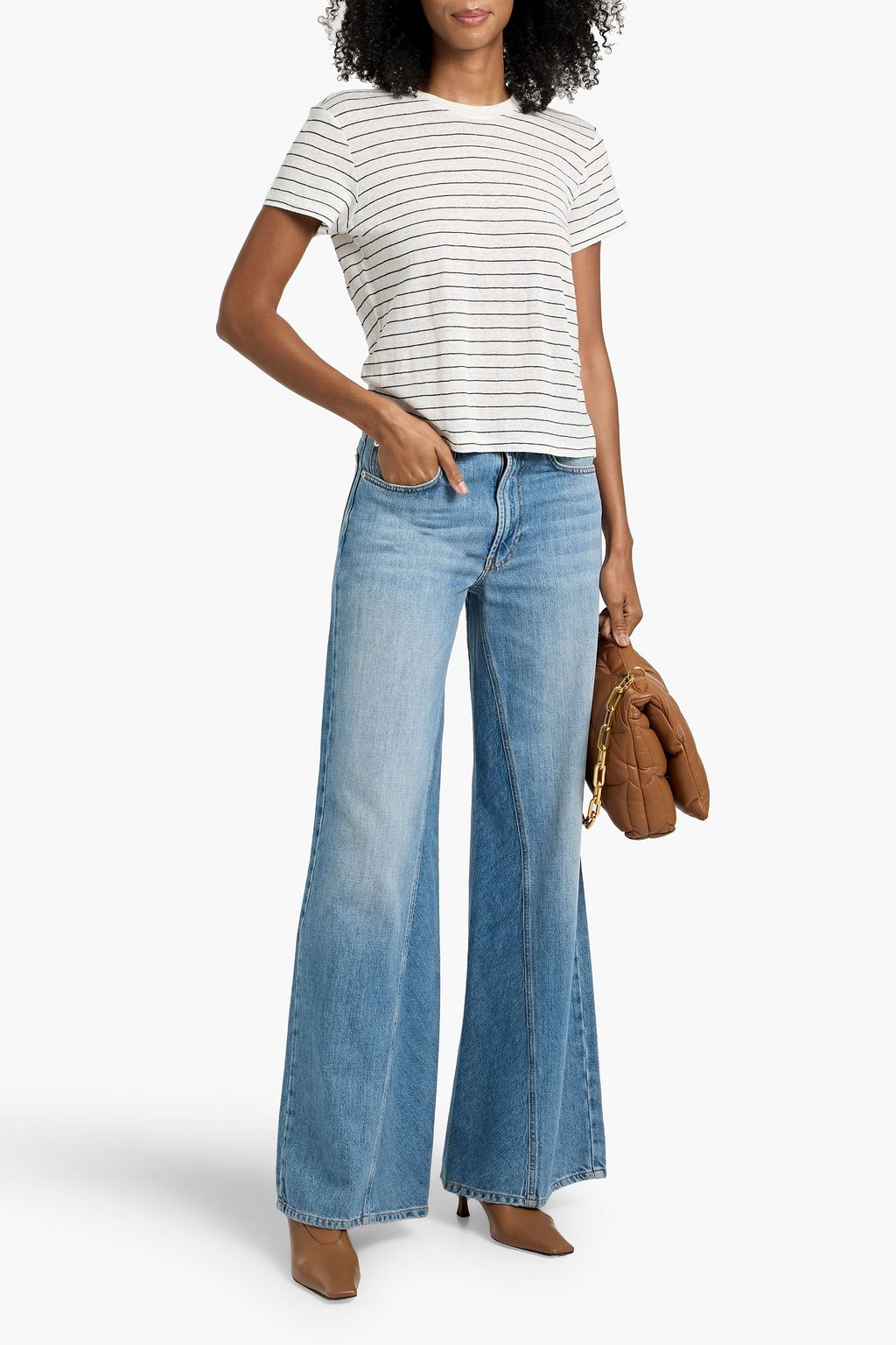 FRAME The Baby striped linen-jersey T-shirt